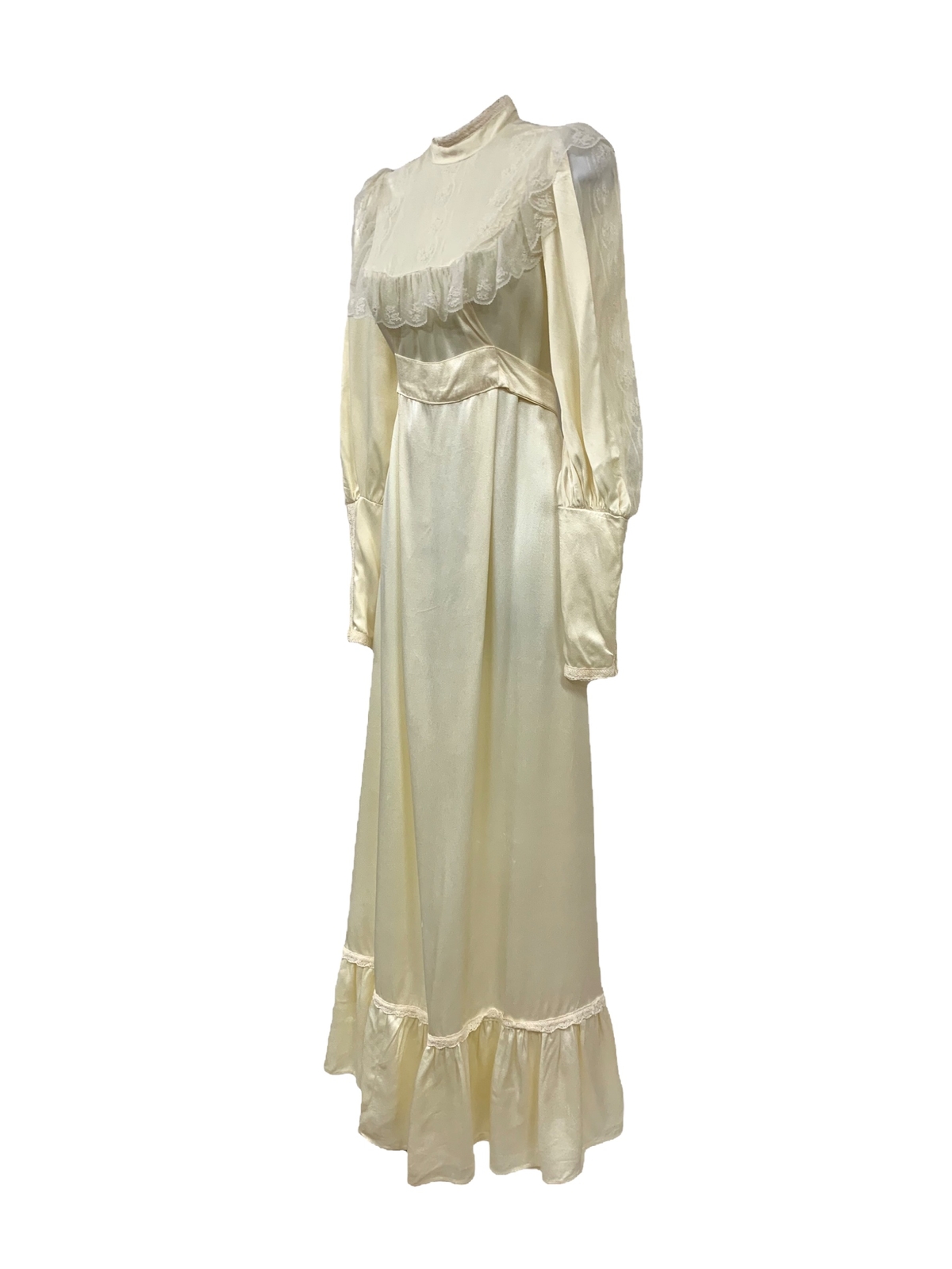Vtg Vintage 1970s 70s Gunne Sax Gunnies Ivory Satin and Lace Wedding Dress