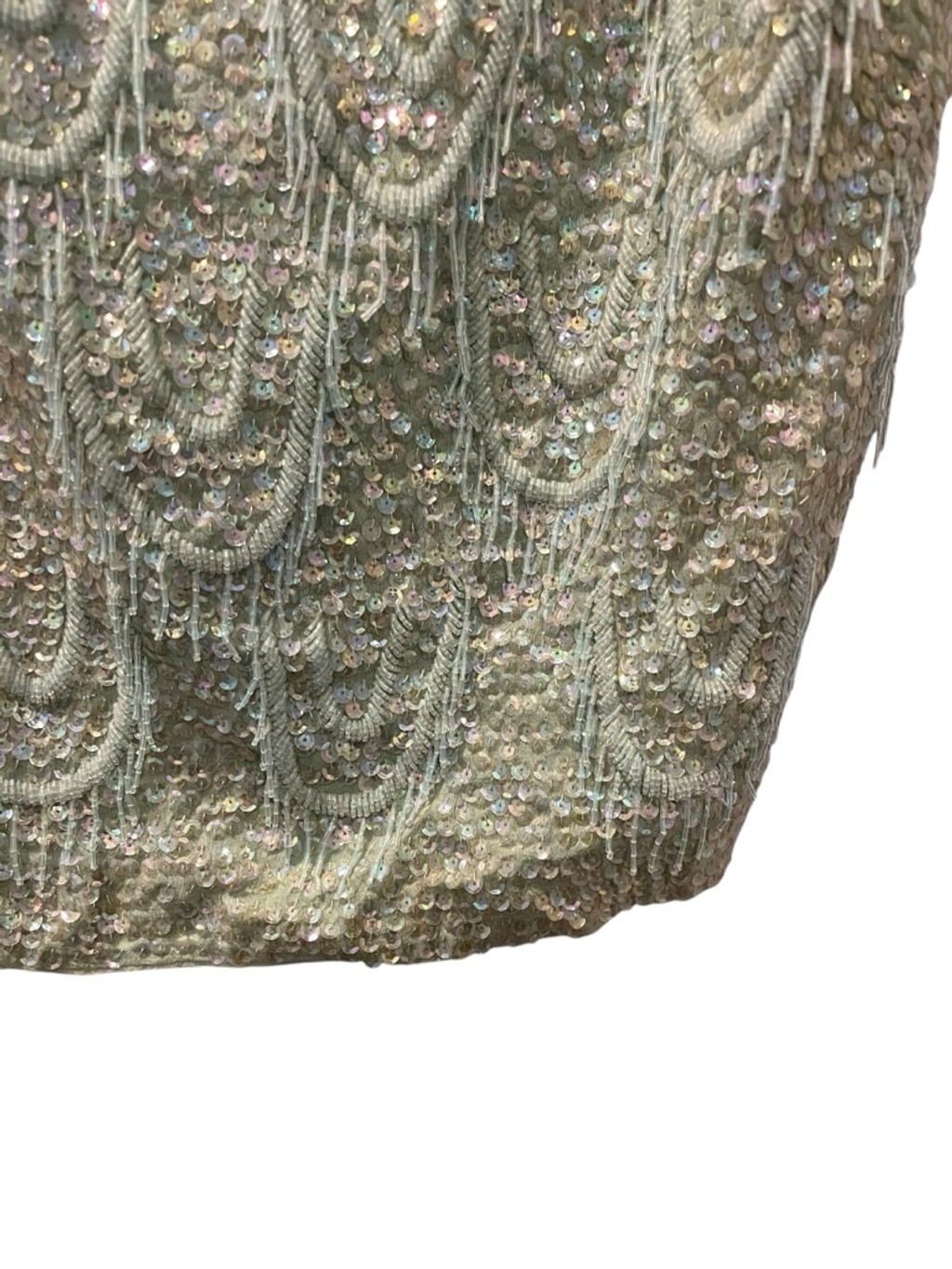 Vintage 60’s Alexander’s Wool Beaded Fringe Sequins Formal Top Size 40 Embroider