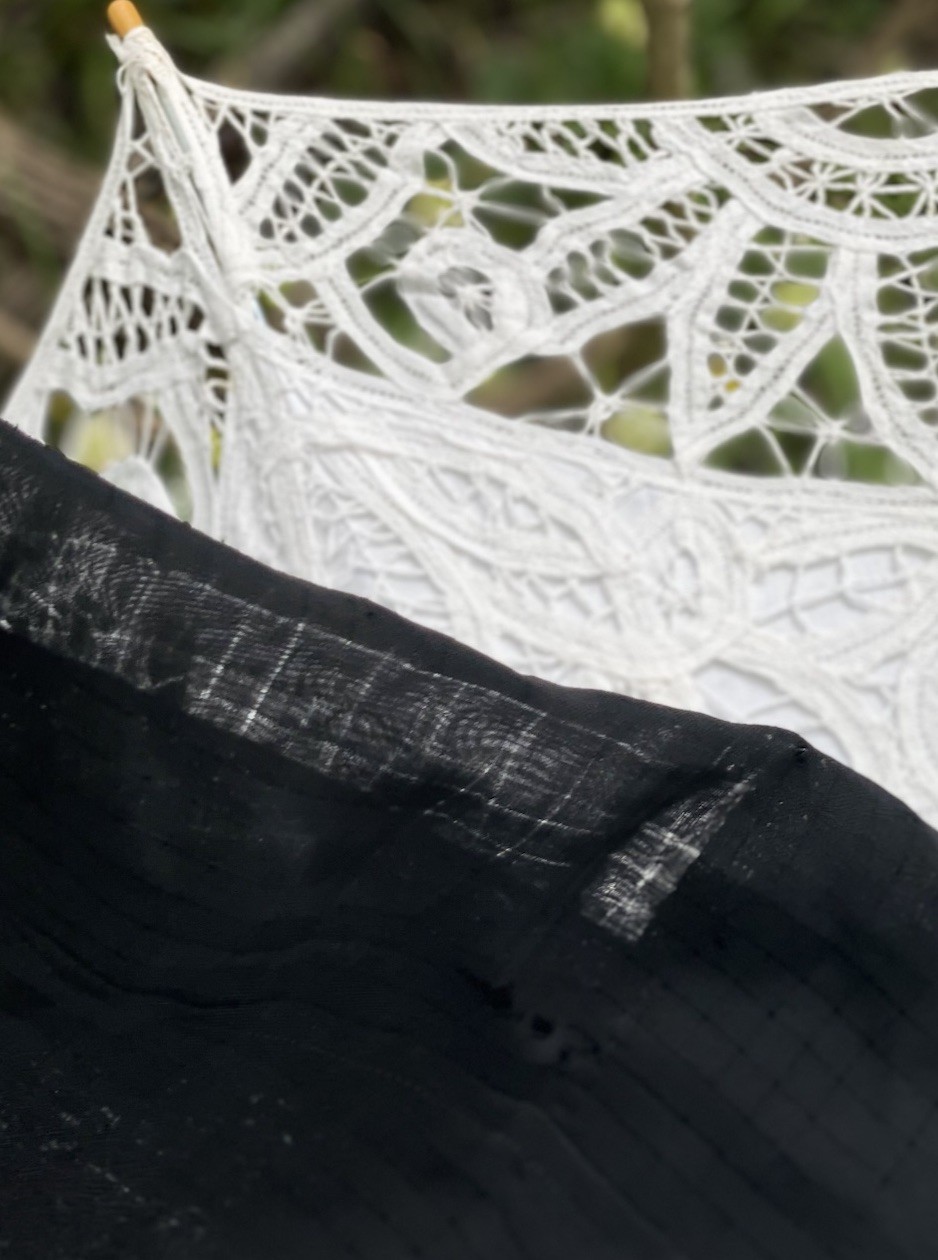 Authentic 1900s Victorian or Edwardian Black mourning dress Lightweight sheer XS