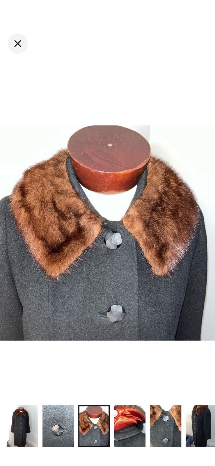 Hudson-Belk 100% RETRO Cashmere Vintage Fur Shawl Collar Coat JACKET Black M