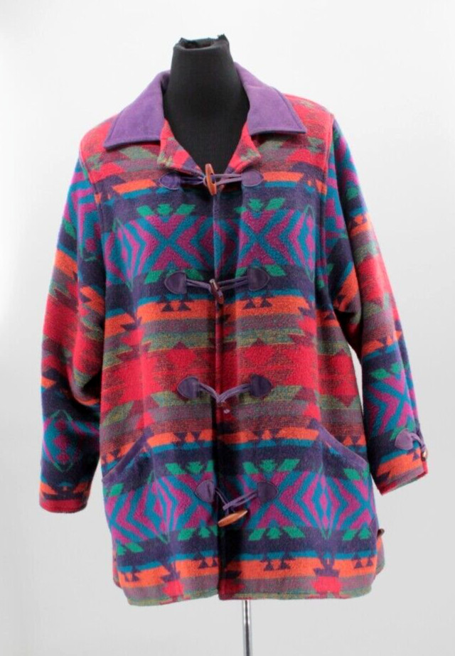 VTG Women’s 90s Colorful Southwest Pattern Coat L/XL 1990s Kathryn Deene Katy D