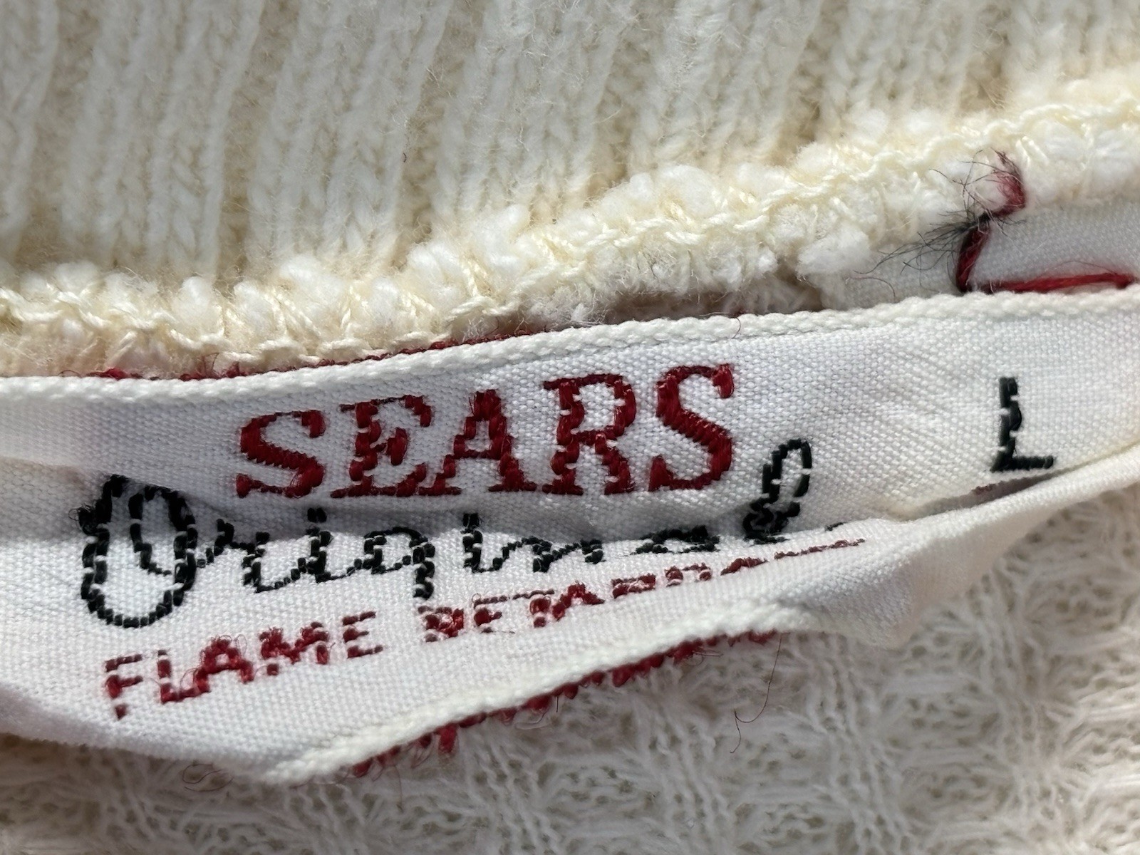 Vtg Sears Quilted Thermal Long John 2 Pc Set Sz M L Ivory 60s Flame Resistant