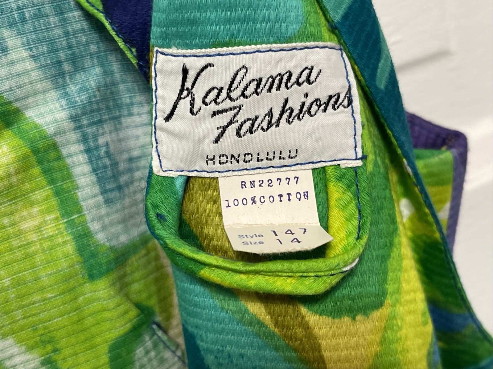 Vintage Kalama Fashions Hawaiian Sexy Maxi Dress sz14 Floral Tropical Side Slit