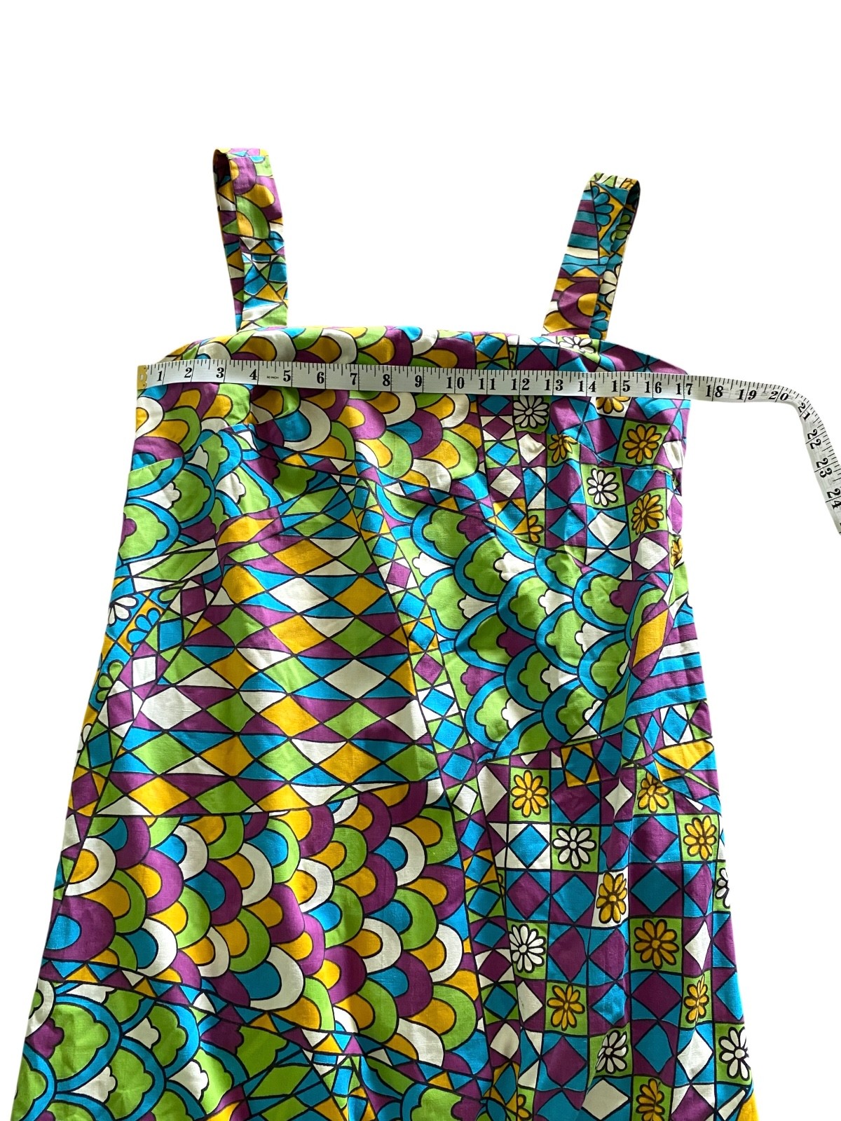 Vintage 60s 70s Mod Dress Psychedelic Groovy Geometric Floral Shift Sundress