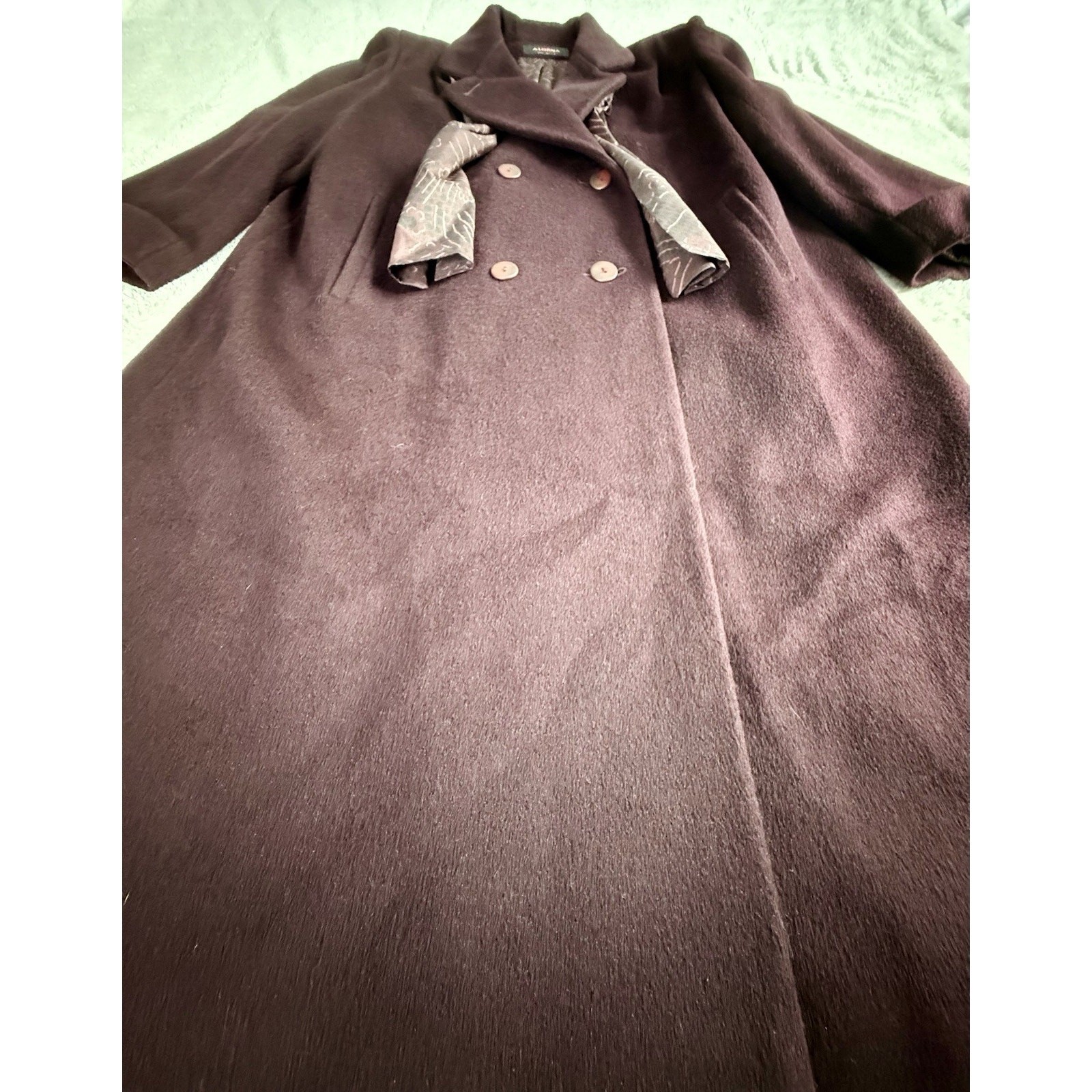 Vintage Super Fina Alorna By Forstmann Petite XLP Long Coat Plum Made In USA