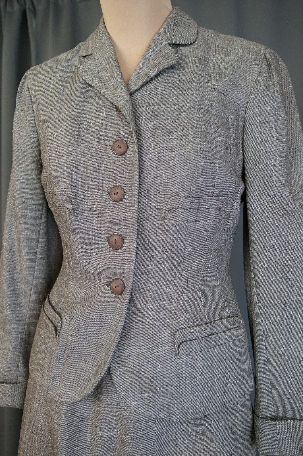Vintage 1950s Tailored Brown Suit Jacket, 33 bust Junior Size, + damaged skirt