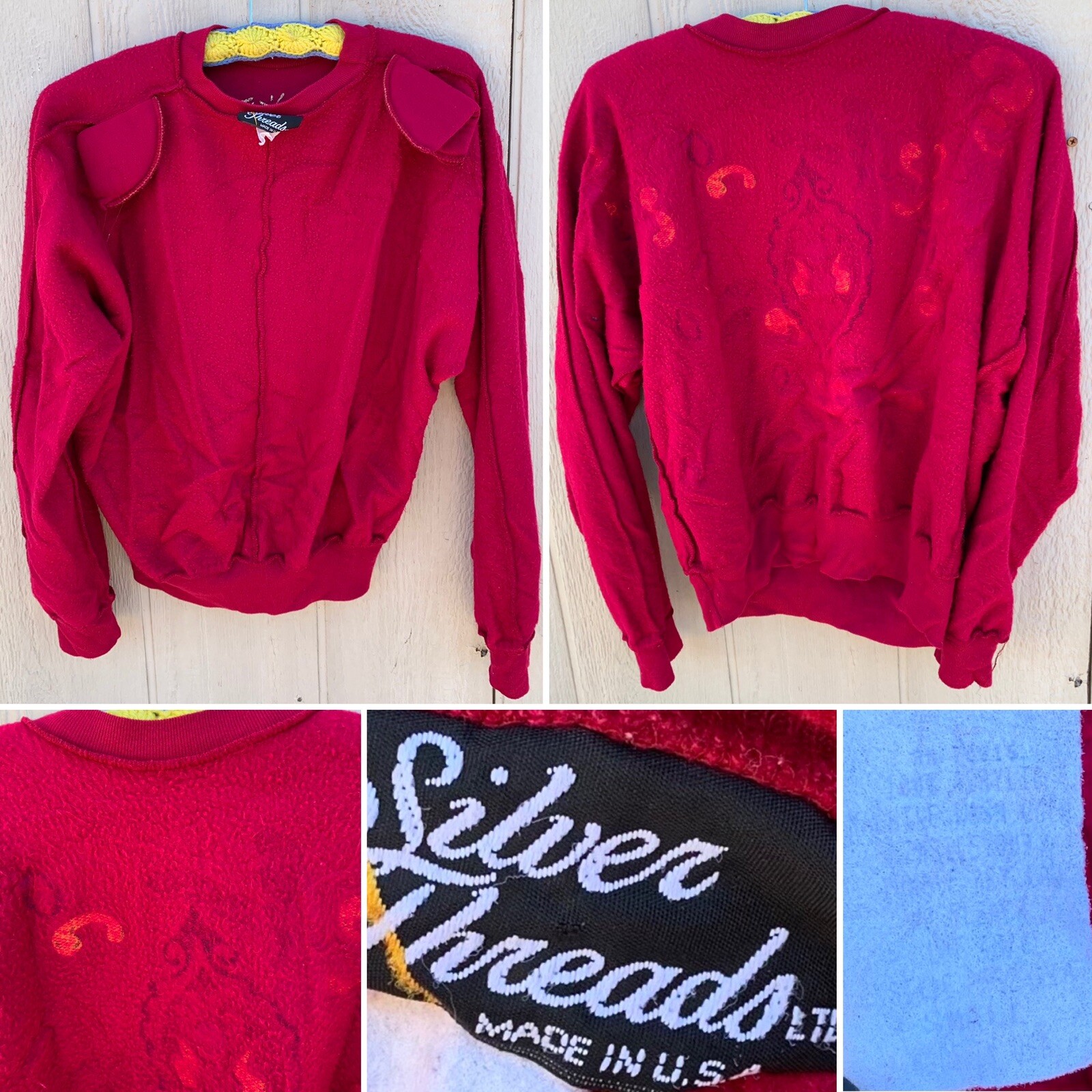 Vintage Silver Threads made in the USA jeweled wearable art sweatshirt size XS