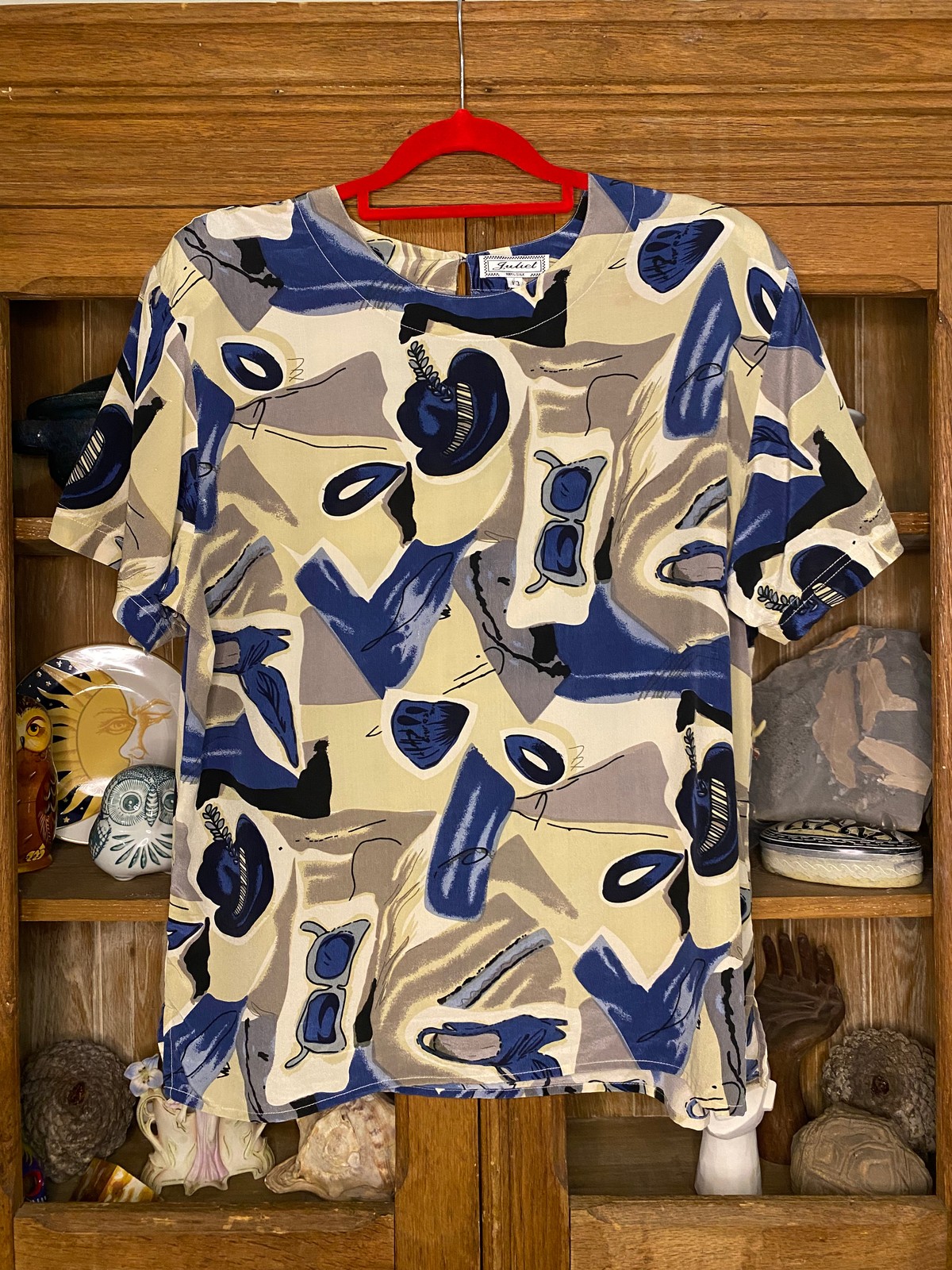Fashion Print Silk Blouse Size 10