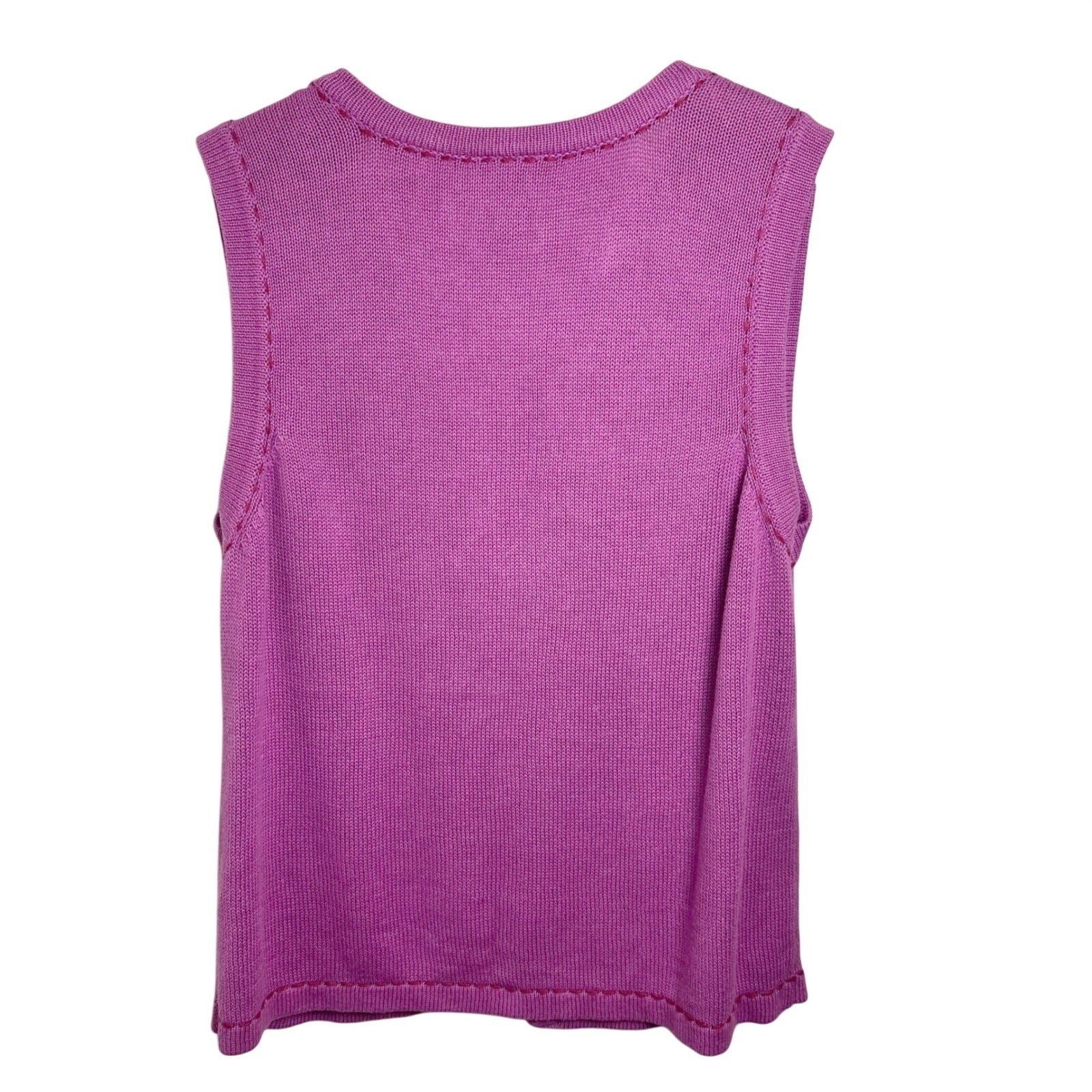 VTG Large Magenta Purple Floral Embroidered Zip Up Sweater Vest Cottagecore Twee