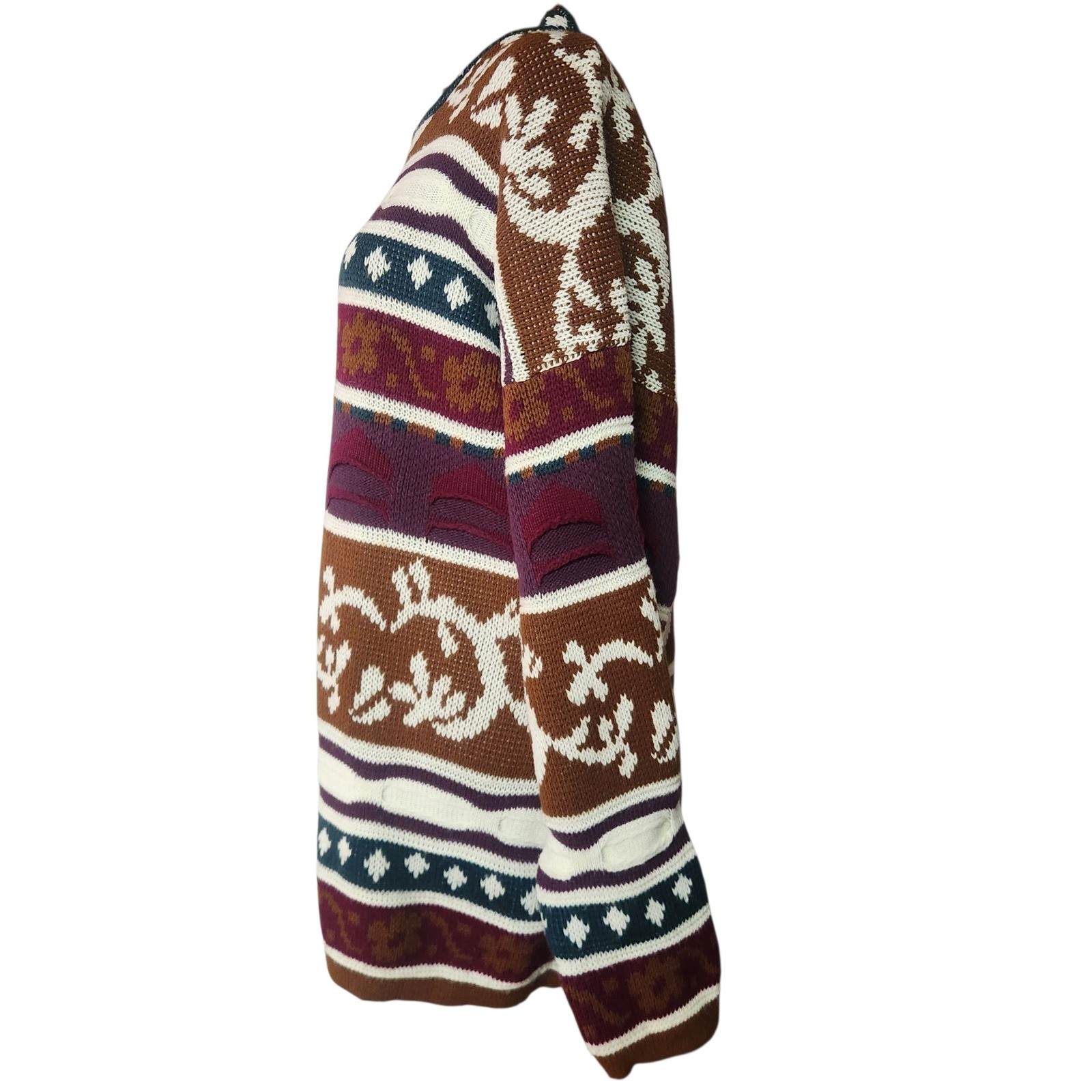 Vintage Cristina Grandpa Sweater Womens Oversized Geometric Knit USA L XL