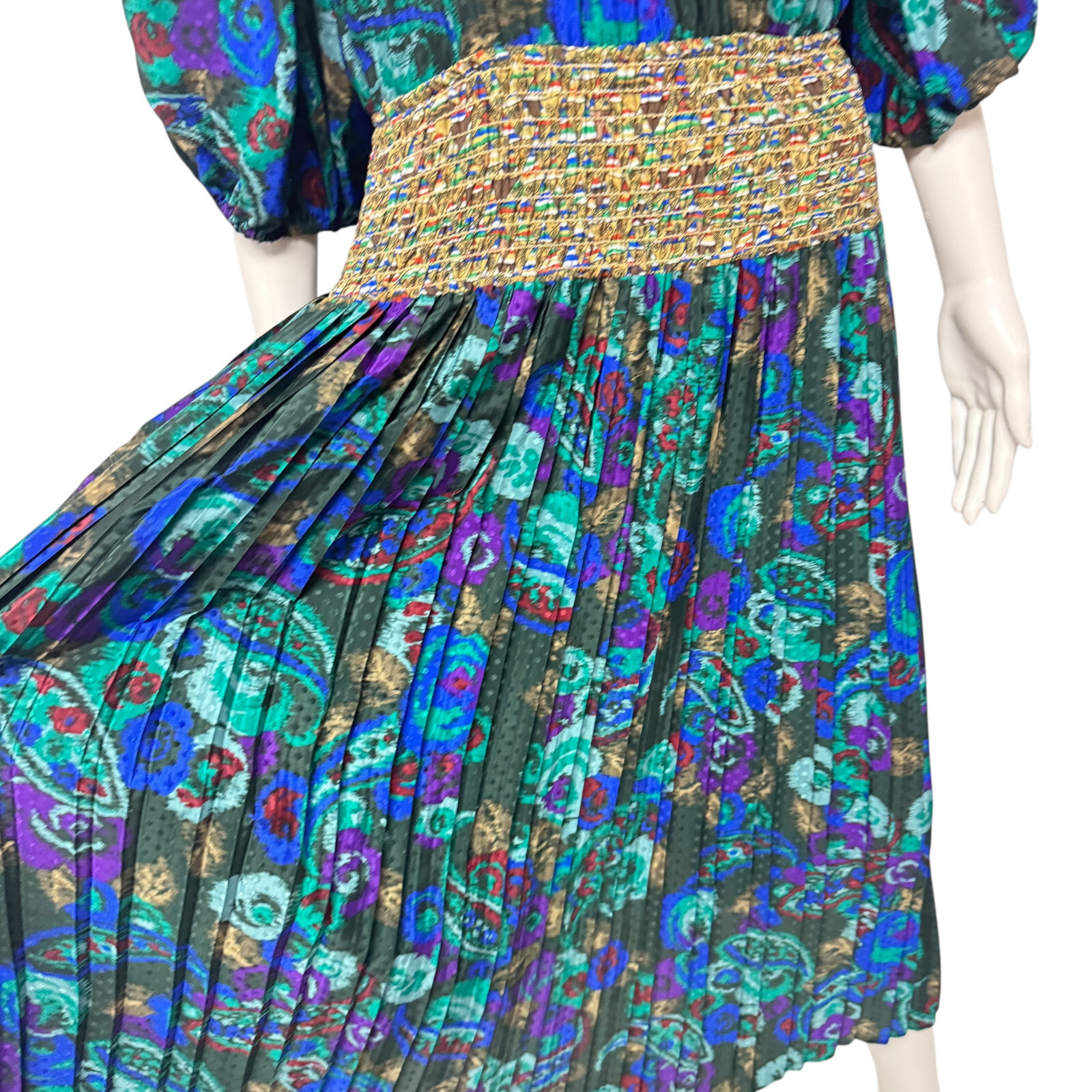 Vintage Assorti for Susan Freis women’s dress multicolor ballow sleeve size XS