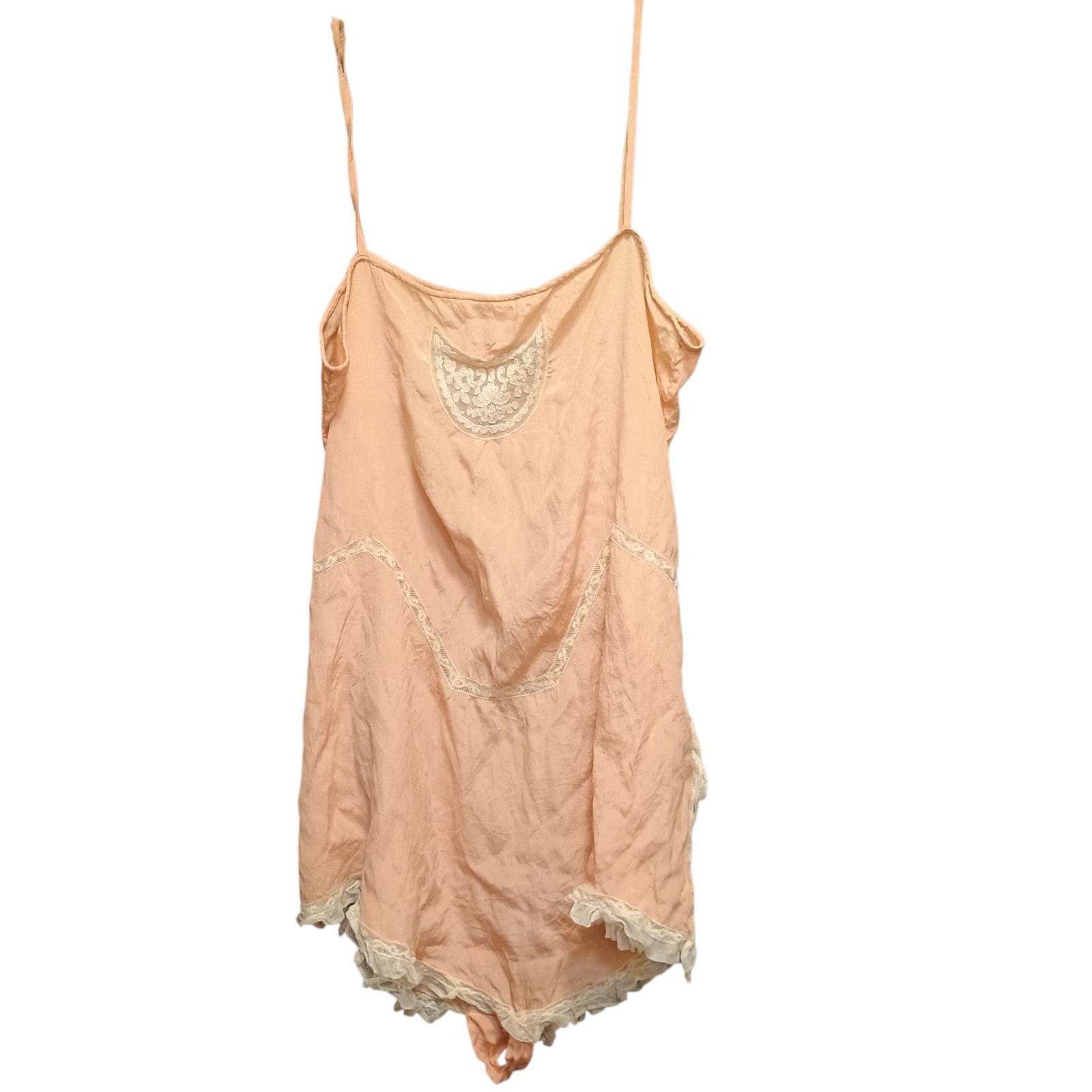 Vintage 1930’s Pink Gartiere Silk Crepe Teddy Step-in lingerie Large