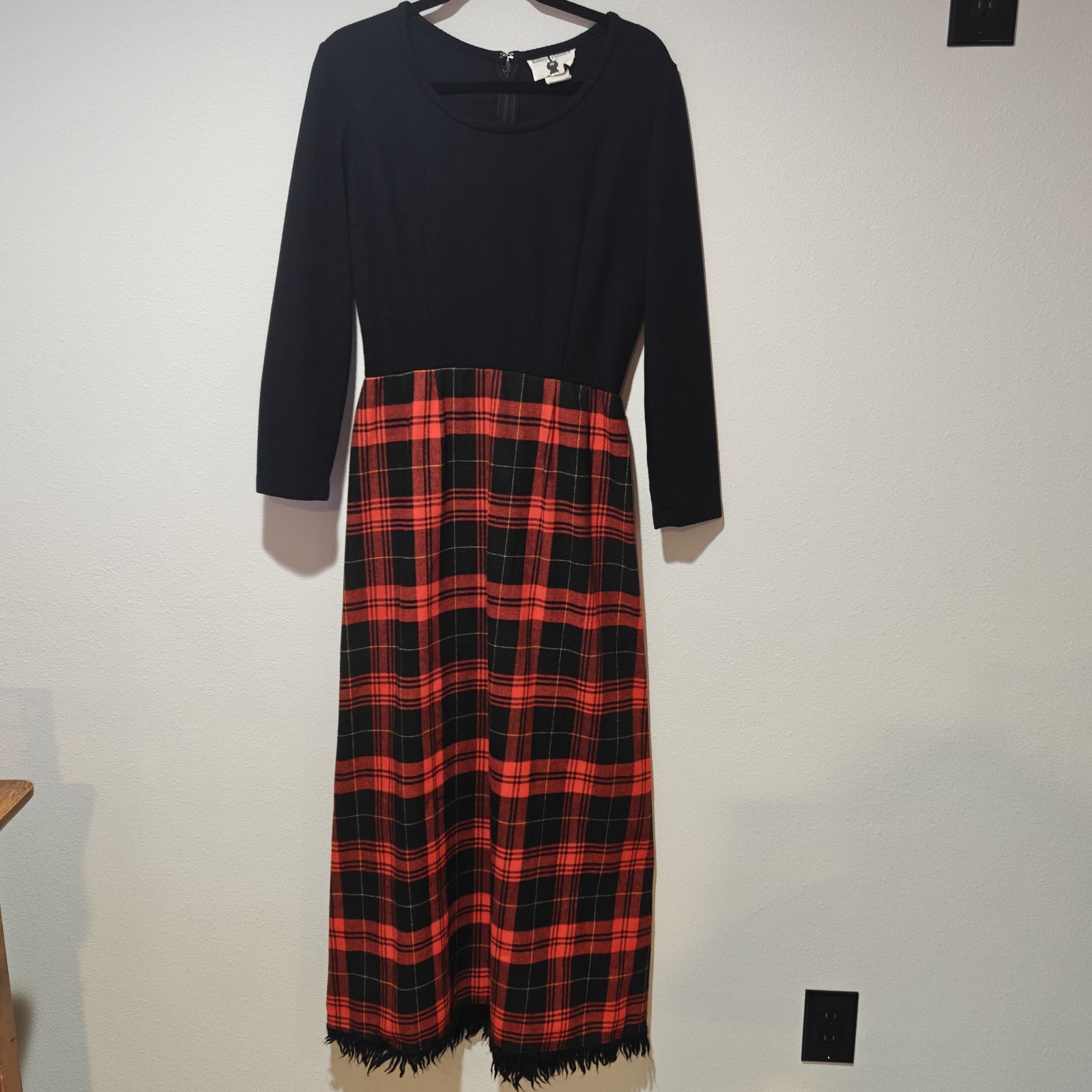 Vintage Kenny Clasics Maxi Dress Size 14 Plaid Heavy Whimsigoth Scottish
