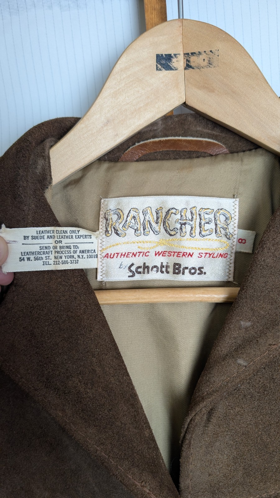 Vintage 70s Schott Bros RANCHER Western Fringe Leather Coat Brown Size 8
