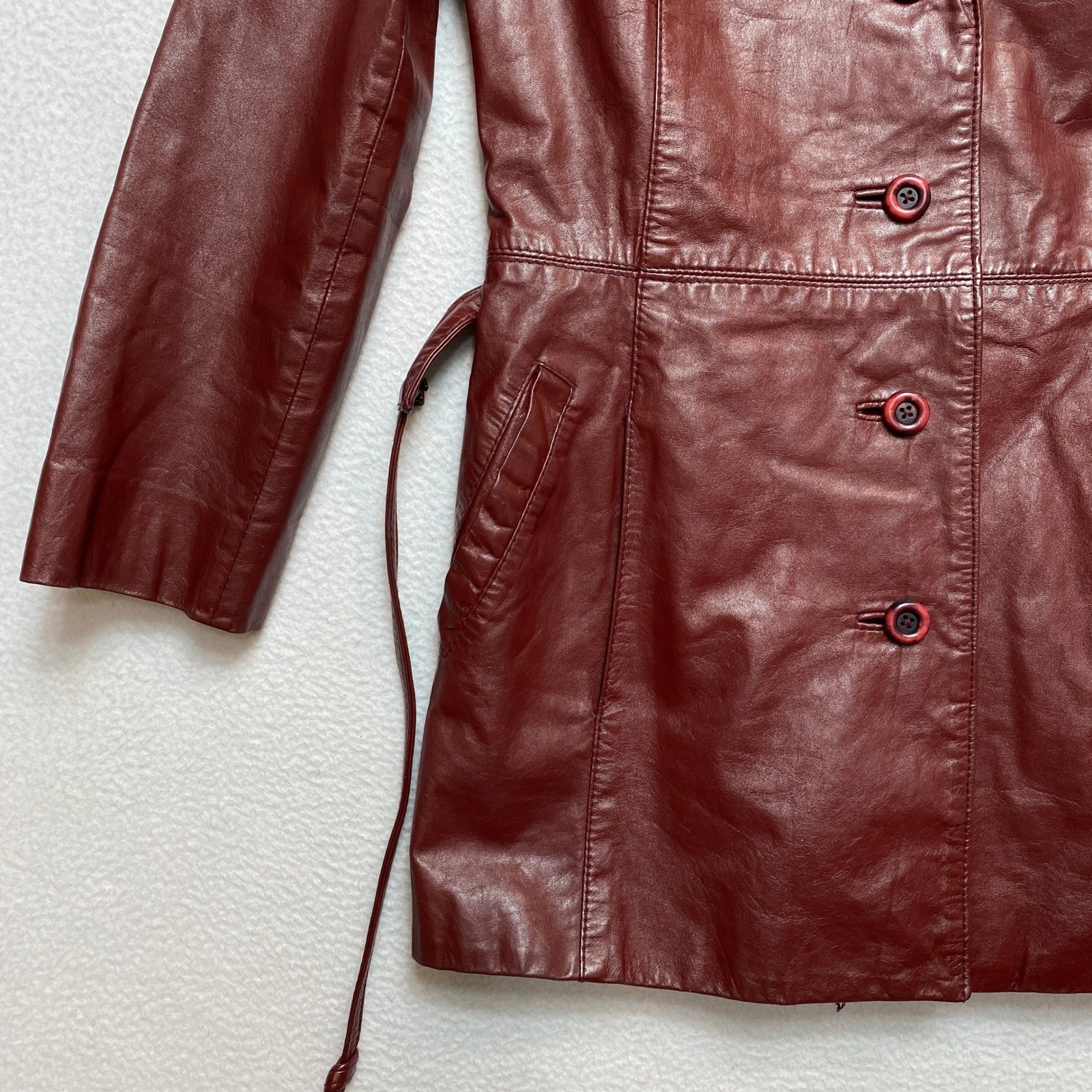 VINTAGE Etienne Aigner Blazer Jacket Womens Medium Red Button Front Belted