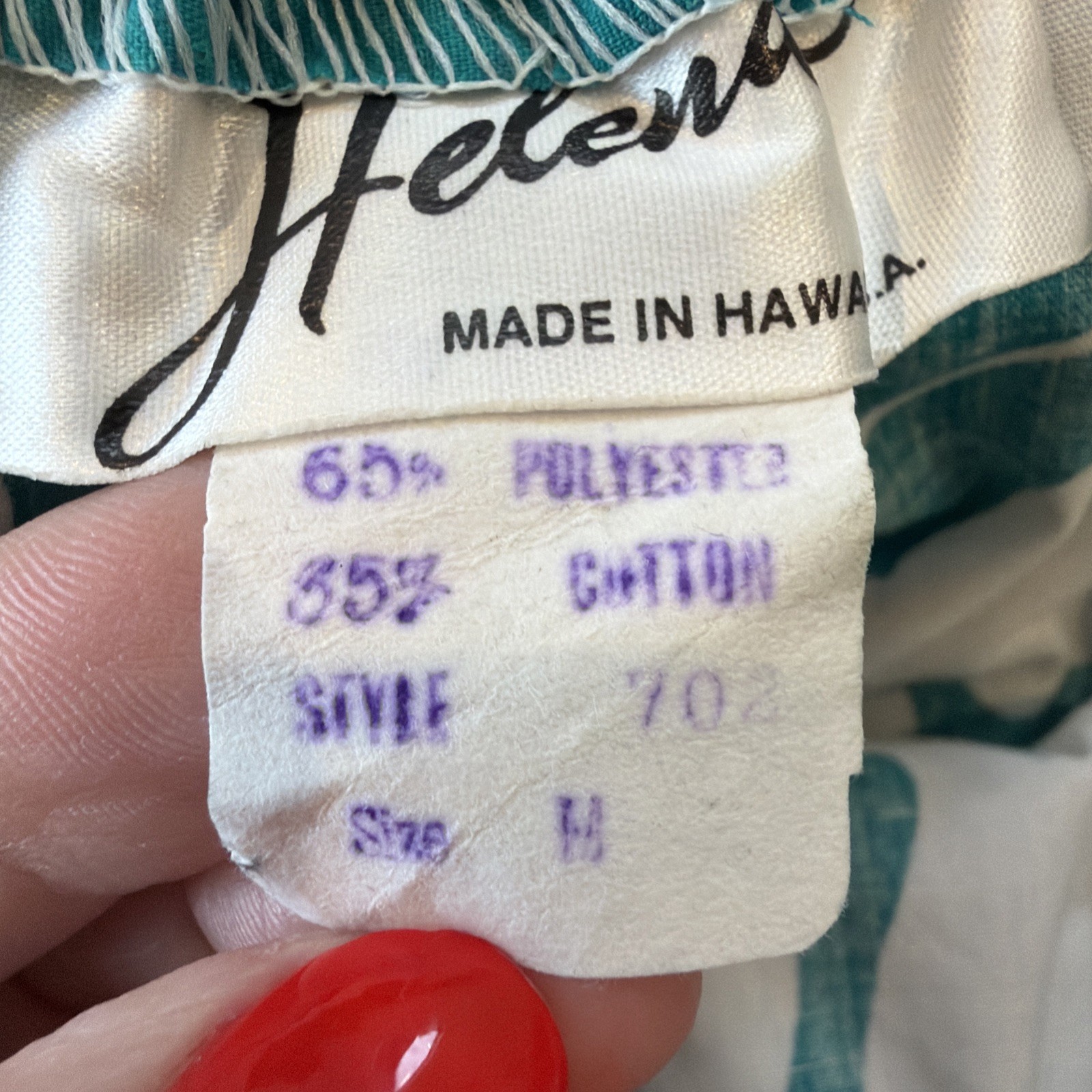 Vintage Helena’s Hawaii Turquoise White Floral Dress Made In Hawaii Size Medium