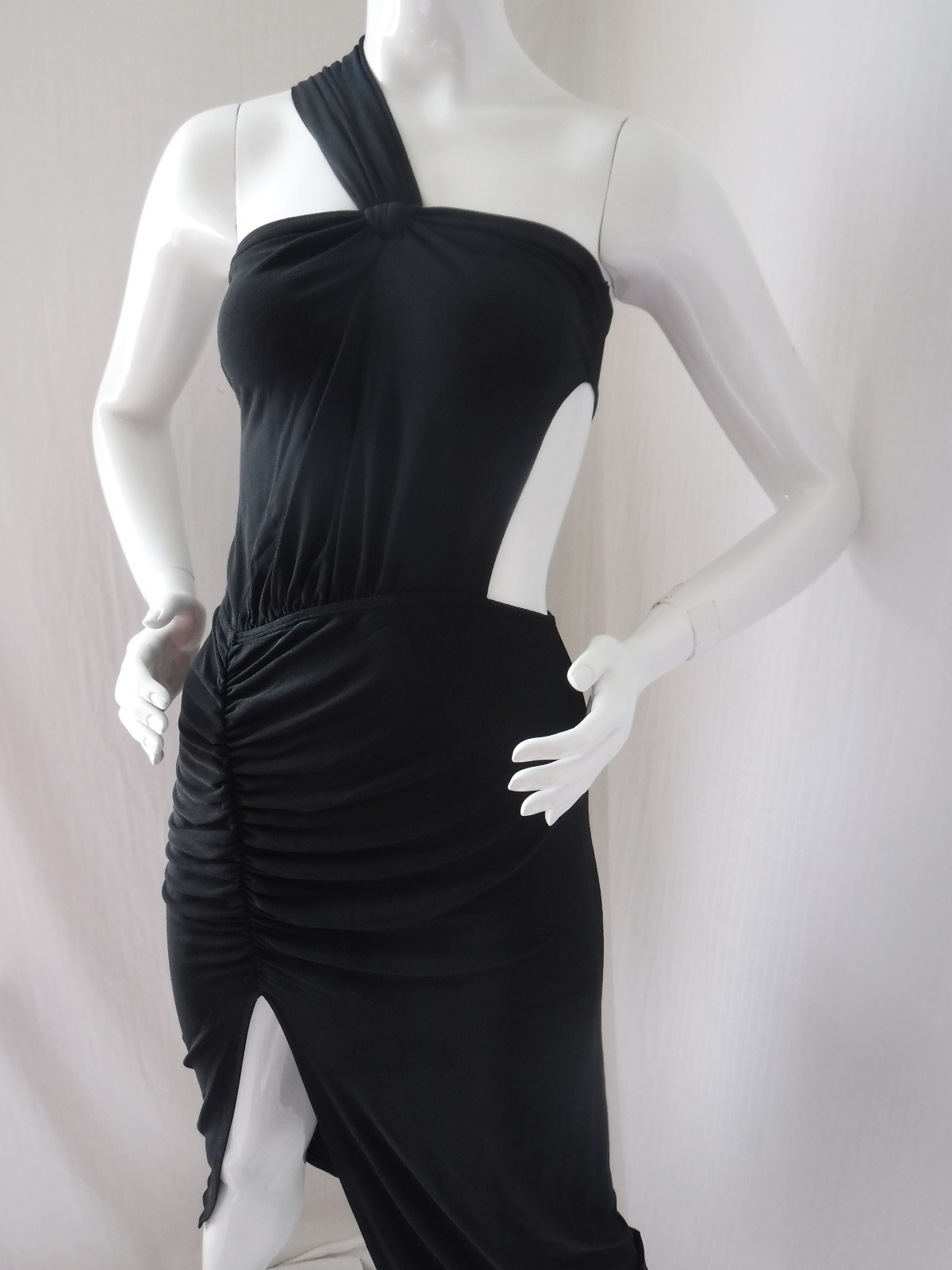 VTG 90s New FREDERICKS of HOLLYWOOD Dress Slinky Sexy Stretch Semi Sheer Meow! S