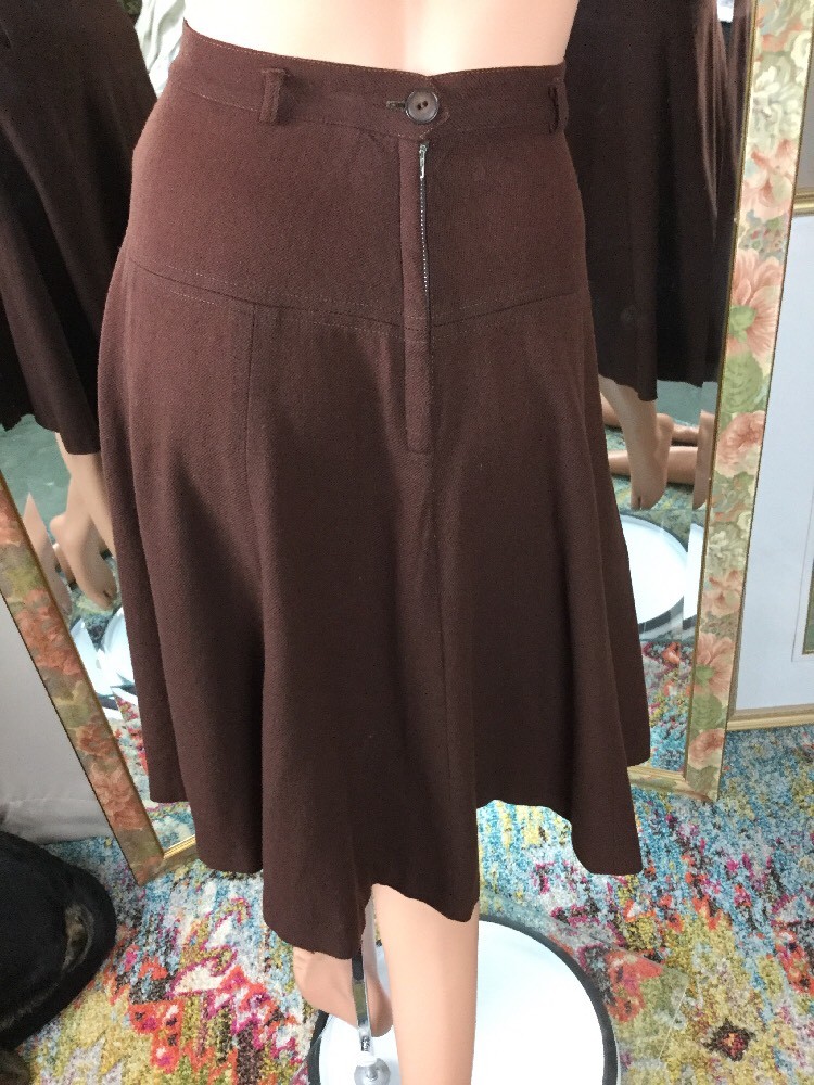 Vintage 1960’s Barry Ashley Brown Wool Skirt Waist 24” A Line Knee Length Sz 4
