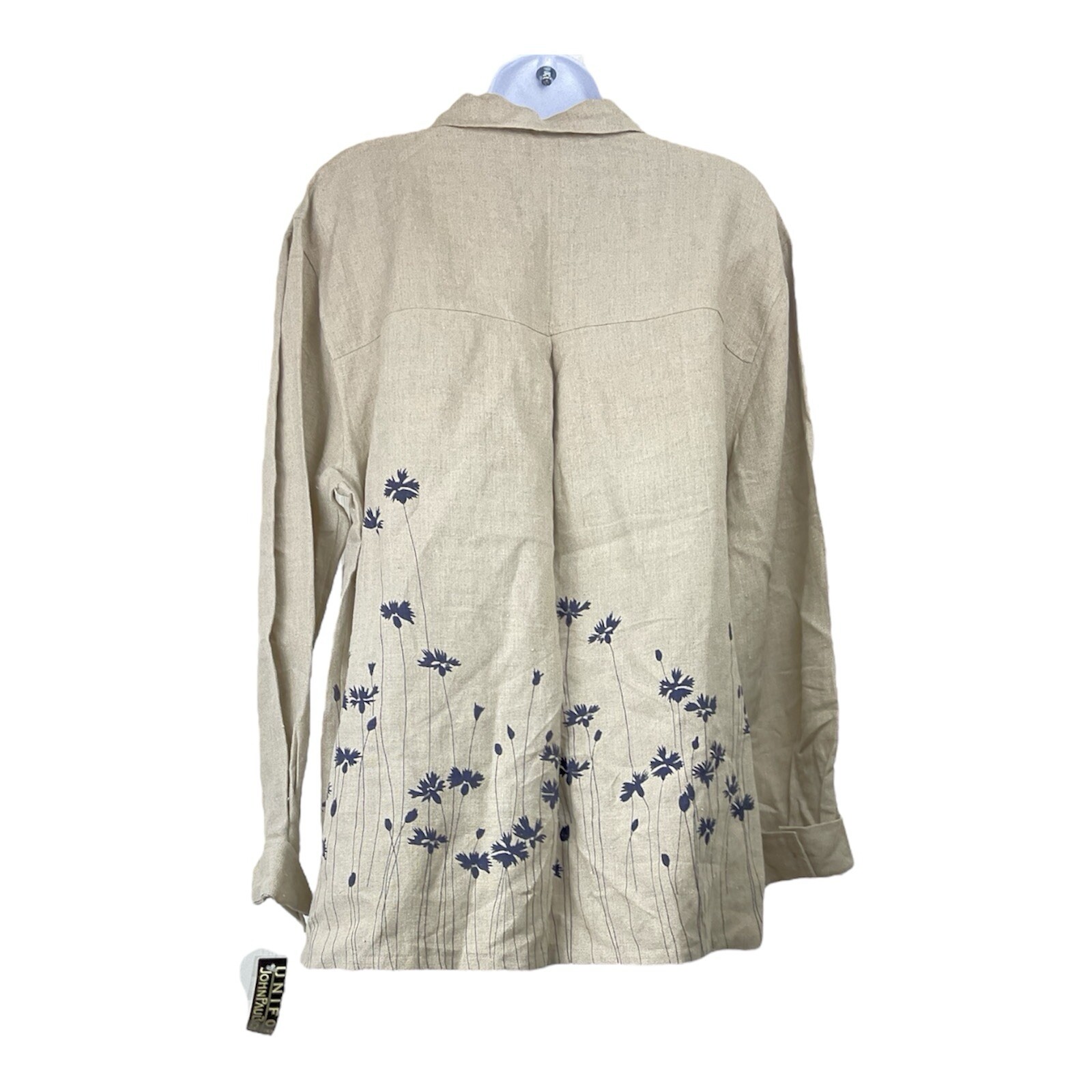 Vintage John Paul Richard Womens Linen Top Size L 90s Floral Minimalist NWT