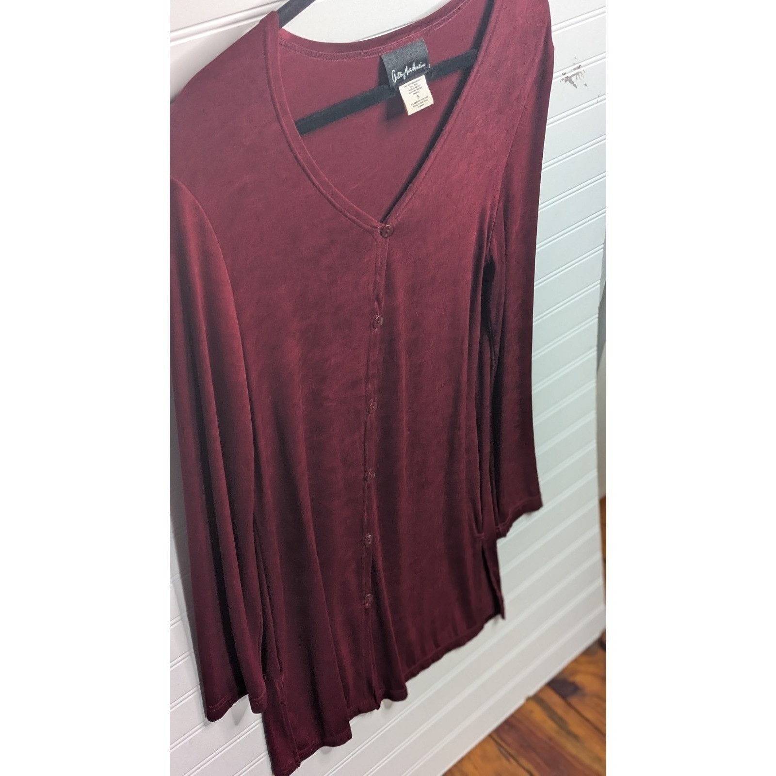 Anthony Mark Hankins Womens Dress Small Maroon Slinky Semi Sheer Sexy Vintage 90