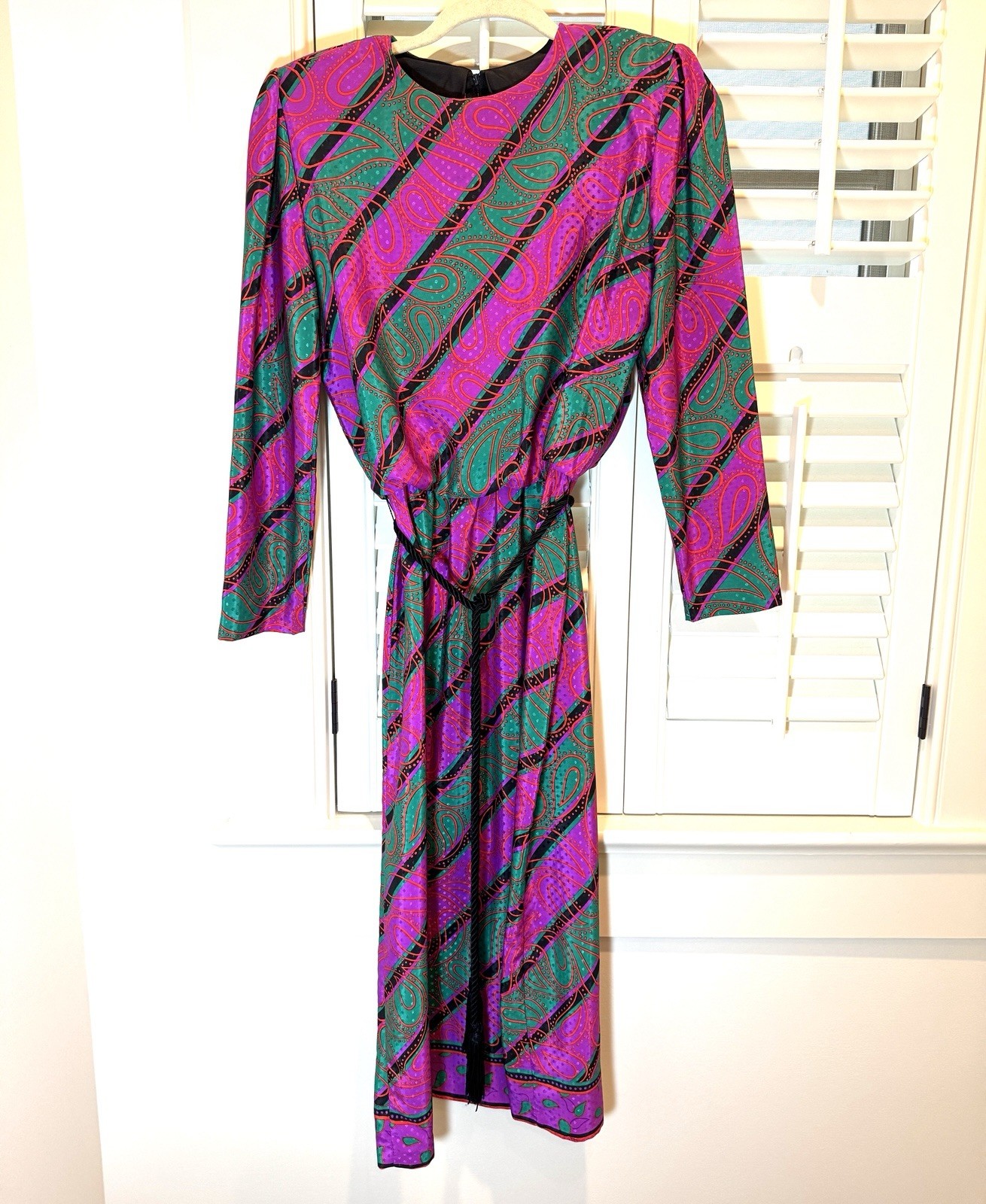 Toni Todd Dress Vintage Union Made Women’s Size 12 Tassel Belt Long Sleeve