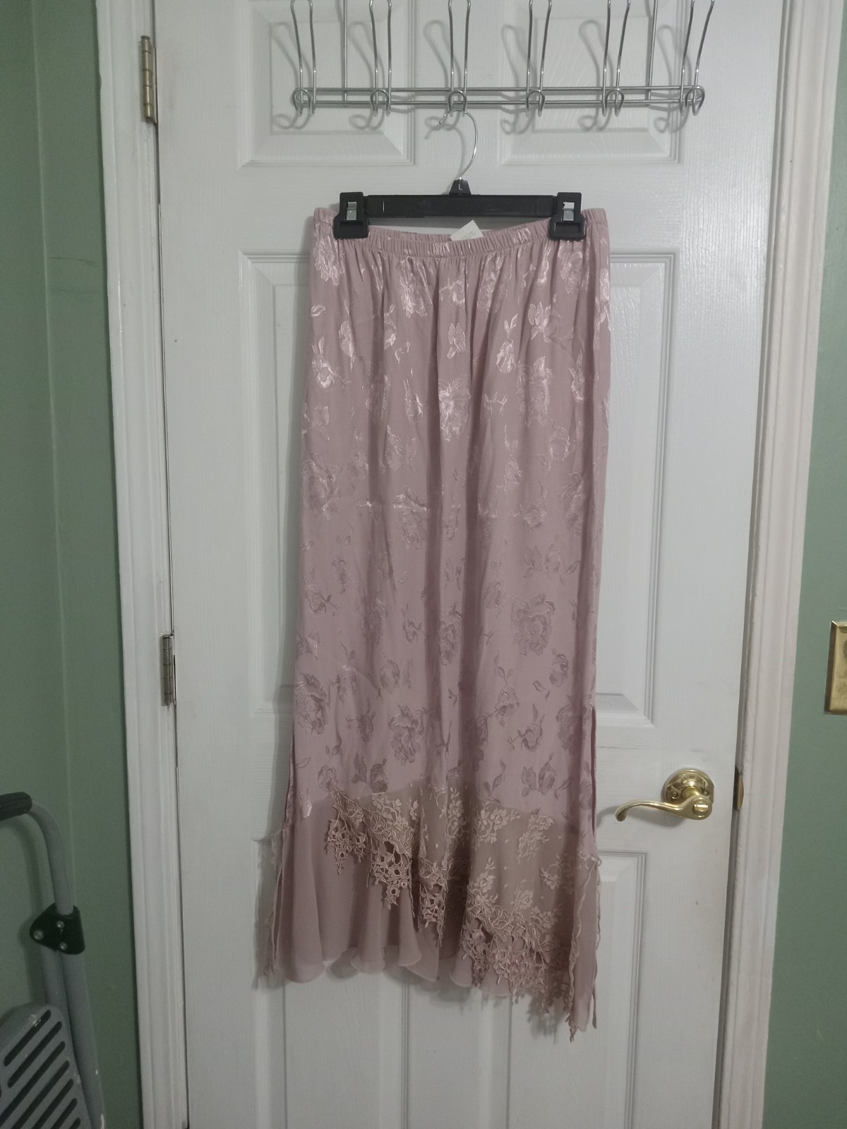 SPENCER ALEXIS Vintage 2 pc. Top Skirt Romantic Roses Hobo Lacy Pink Large