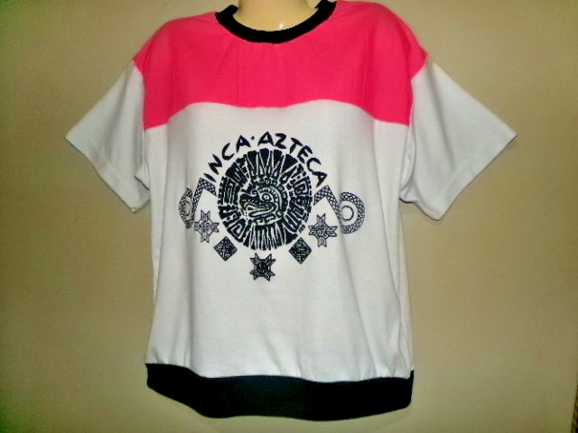 True Vintage 80’s Fluorescent Tribal Ladies Shirt Inca Azteca Alley Cat 2 Brand