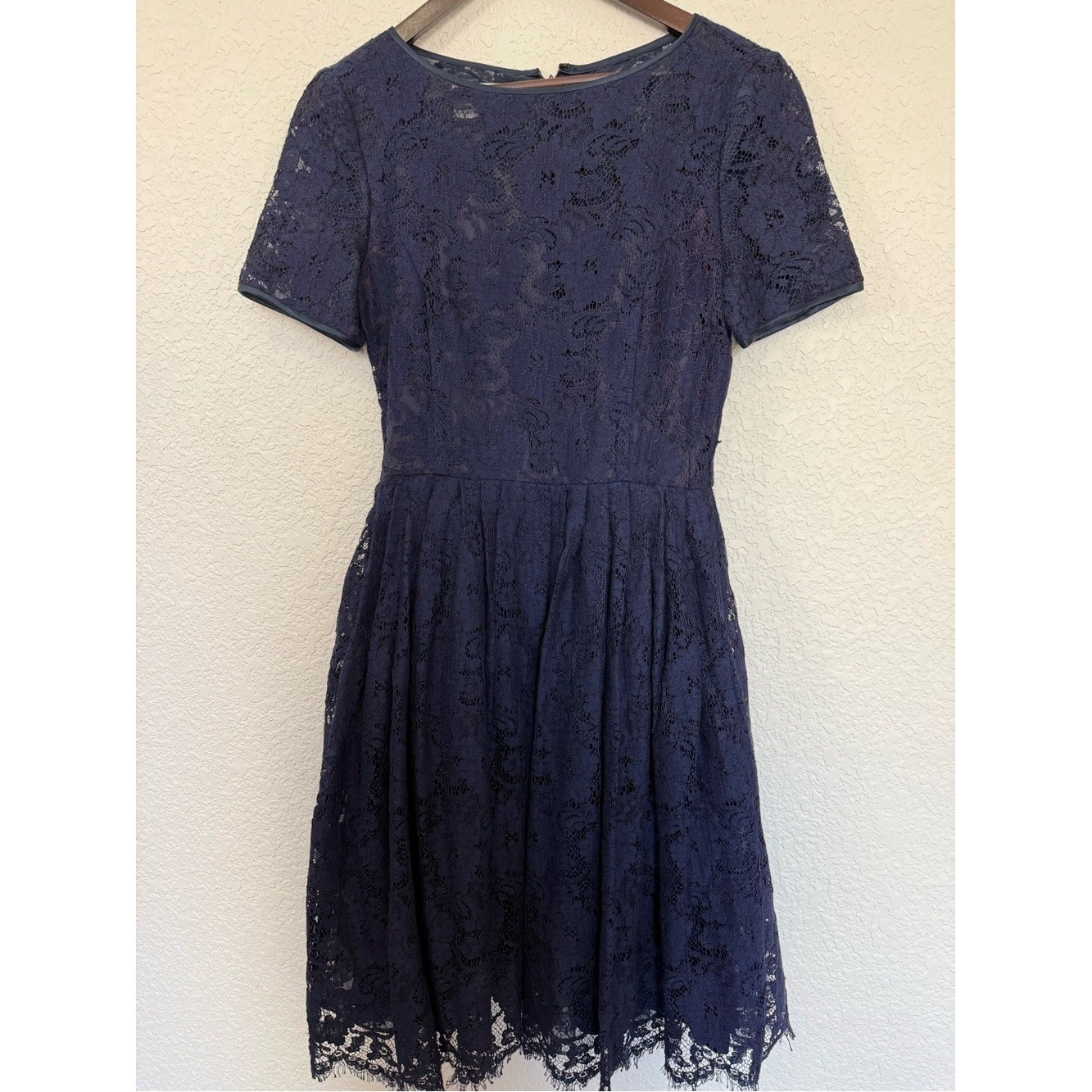 Vintage Nipon Boutique Lace Fit & Flare Dress | Navy Blue | Romantic | Size 4