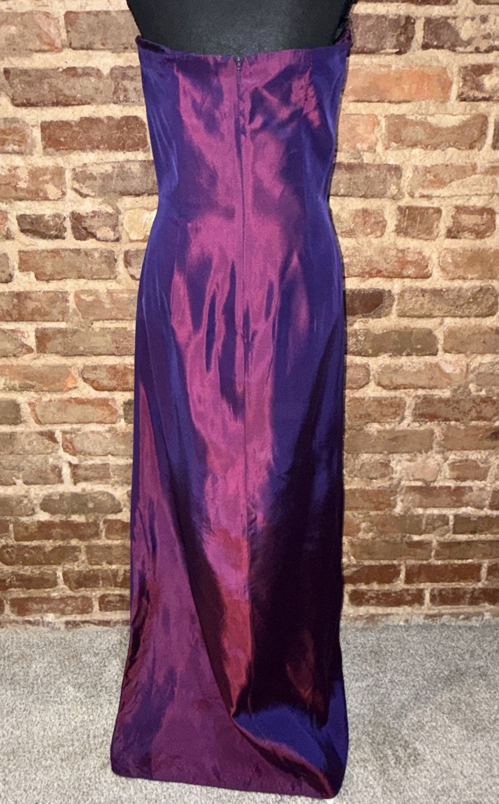 VTG Jessica McClintock Gunne Sax Iridescent Purple Satin Strapless Prom Dress 13