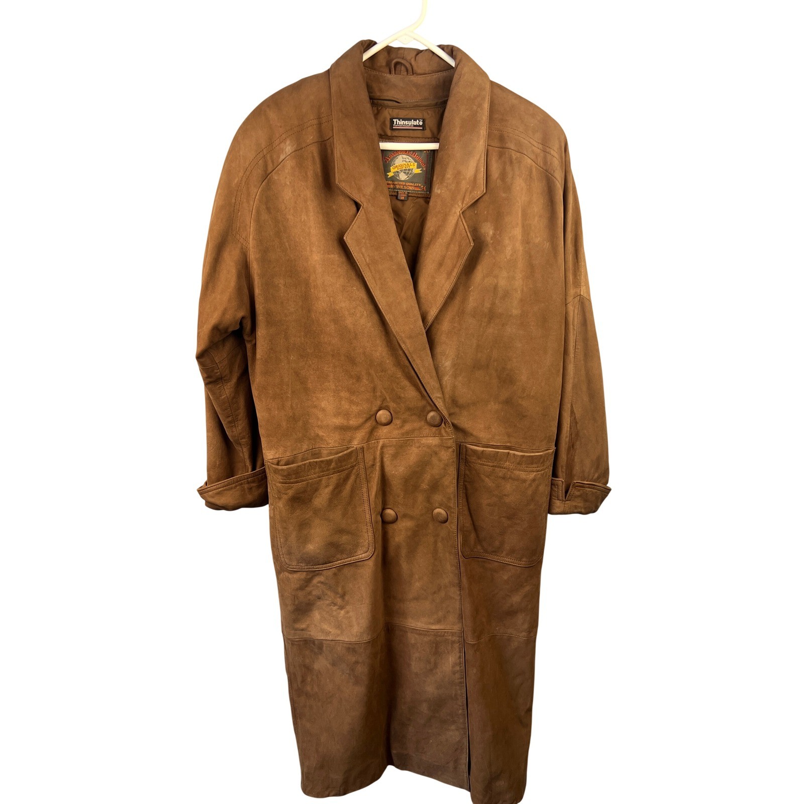 Vintage 80s/90s Wilsons Adventure Bound Suede Leather Duster Trench Coat SZ M