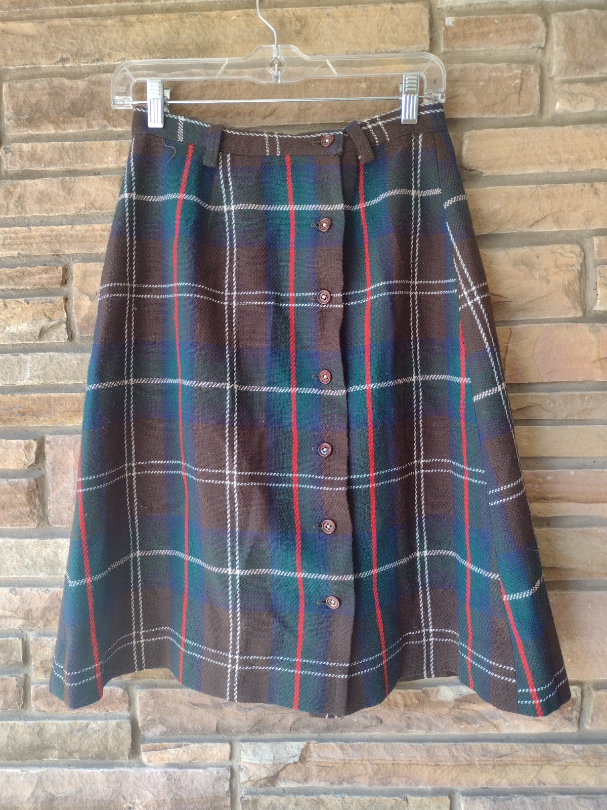 Vintage Preppy 70s Summit Of Boston Plaid Wool Skirt Heritage Dark Academia Sz S