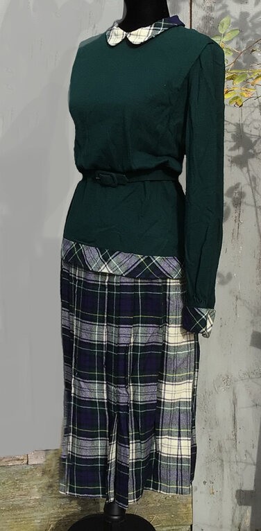 Vintage 1940s Wool Plaid Skirt and Sweater Set- New York Label – Rare