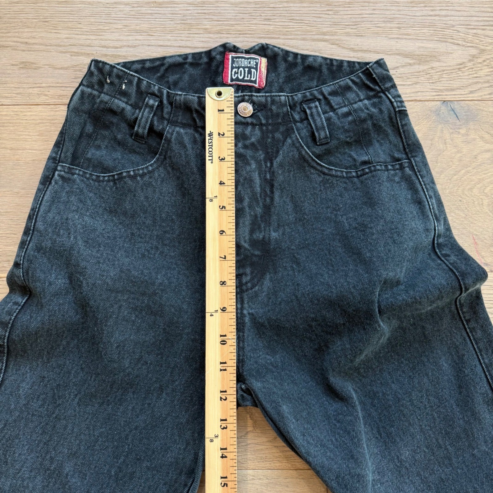 Vintage Jordache Gold Black Denim Set Cropped Jacket High Waist Jeans 2pc S 5/6