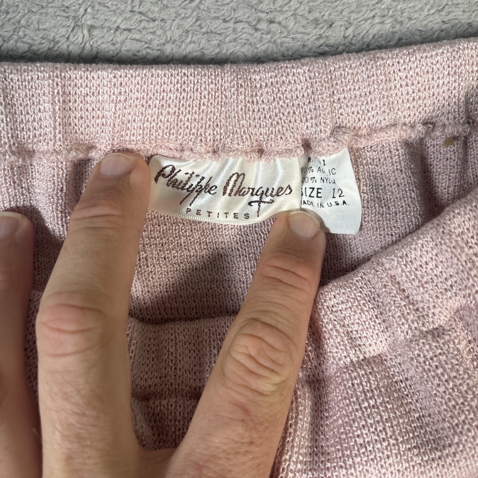 Vintage Philippe Marques Petites Pink Knit Pencil Skirt Elastic Waist