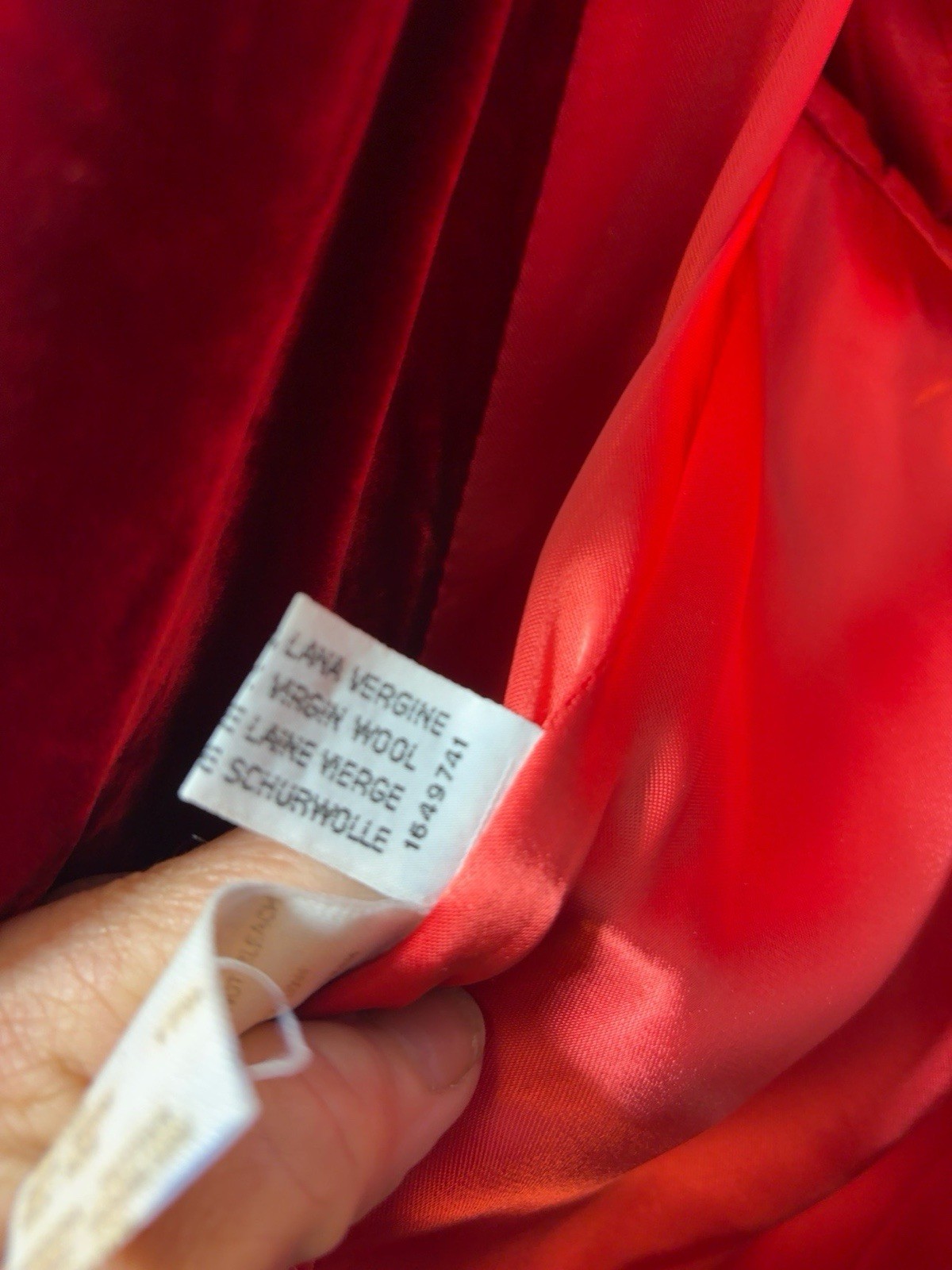 Vntg Gianfranco Ferré Red Virgin Wool Silk Velvet Belted Coat Made Italy size 44