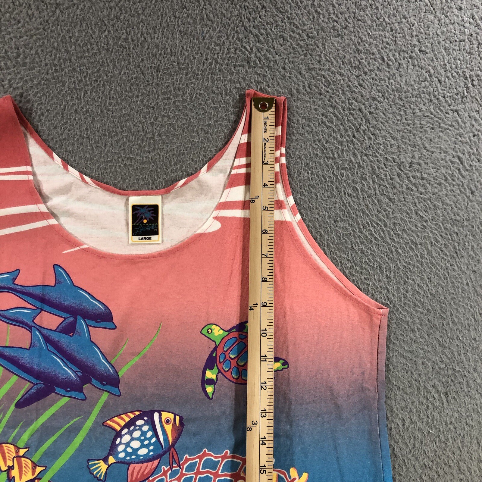 Vtg 90’s Lifestyles Resort Wear Tank Top Women’s L Pink AOP Hawaii Crazy Shirt