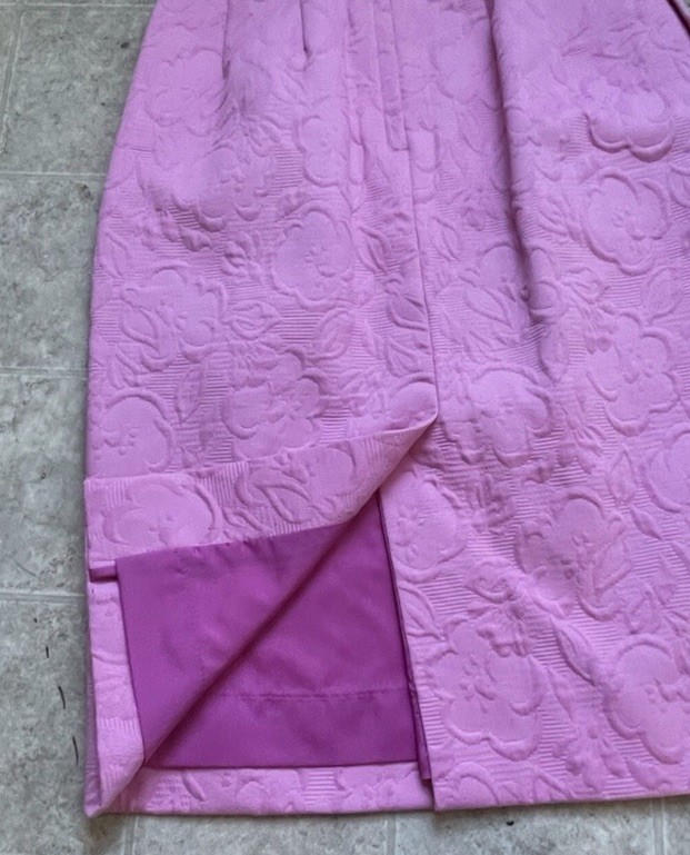 Vintage Don Caster Pink Embossed Floral Pencil Skirt Women’s 4 Barbiecore Midi