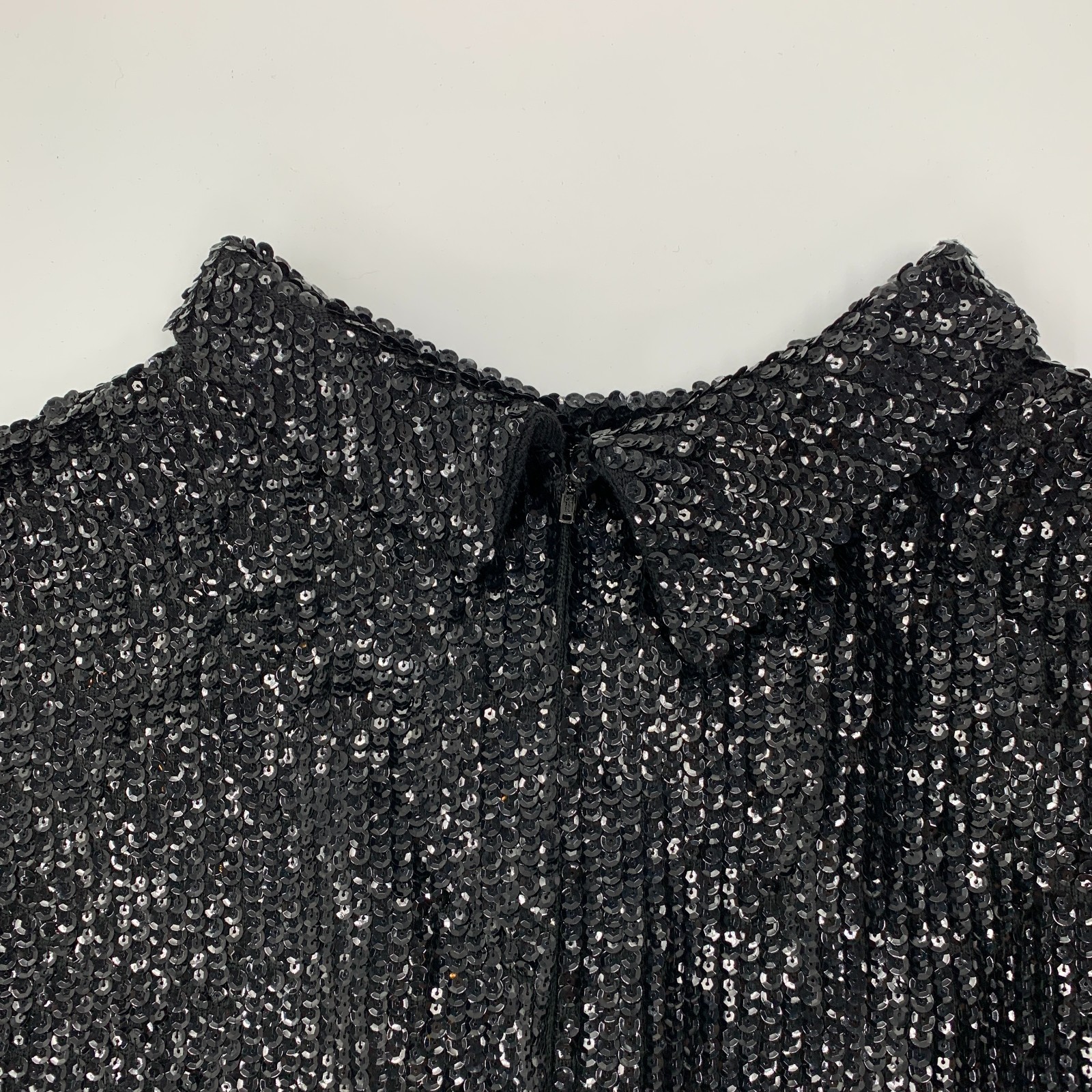 Vintage Valentina 60s Black Wool Sequin Sleeveless Shift Dress | Size L/XL