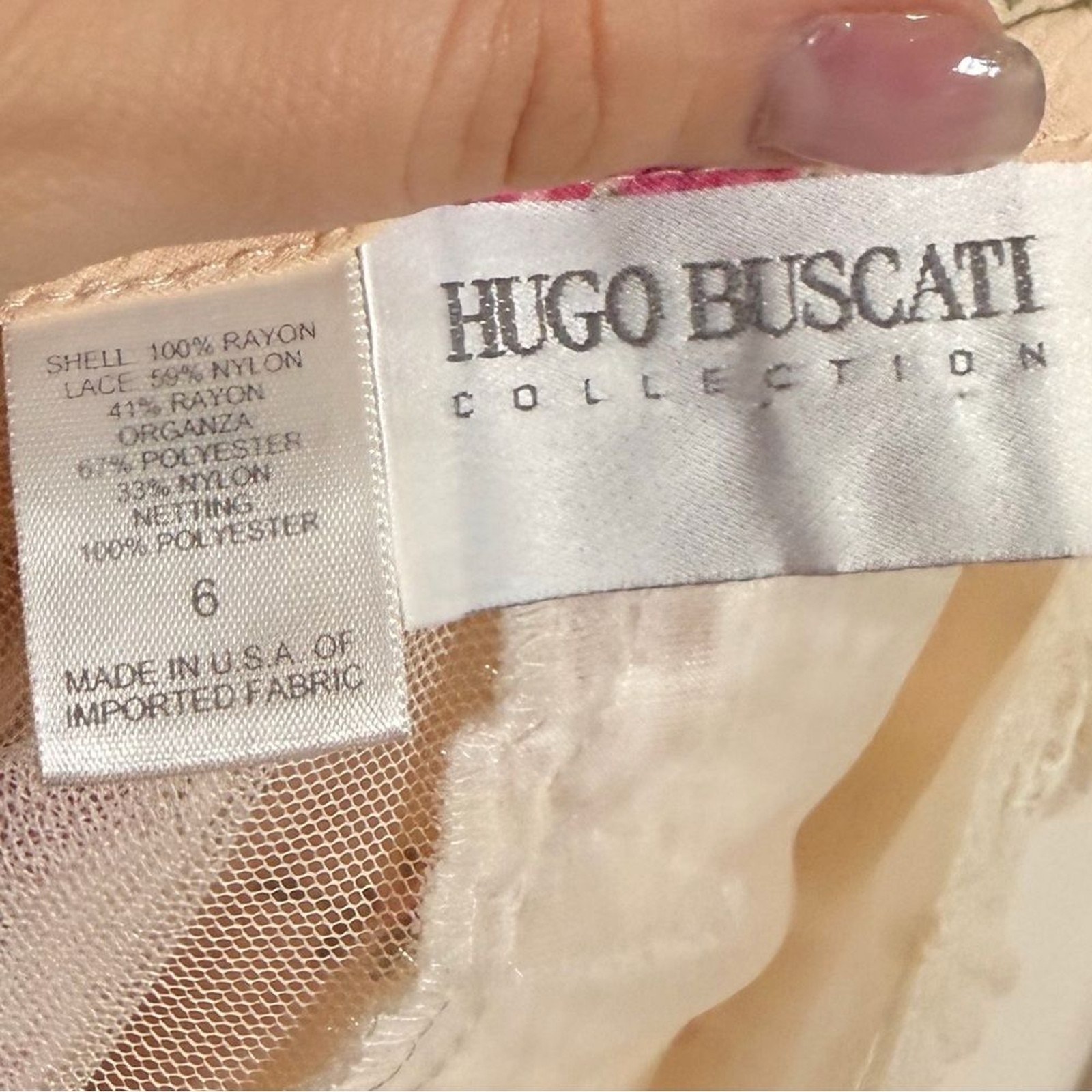 VTG RARE 1990 Hugo Busacti Victoria Secret Collection Cream & Floral Lace Dress