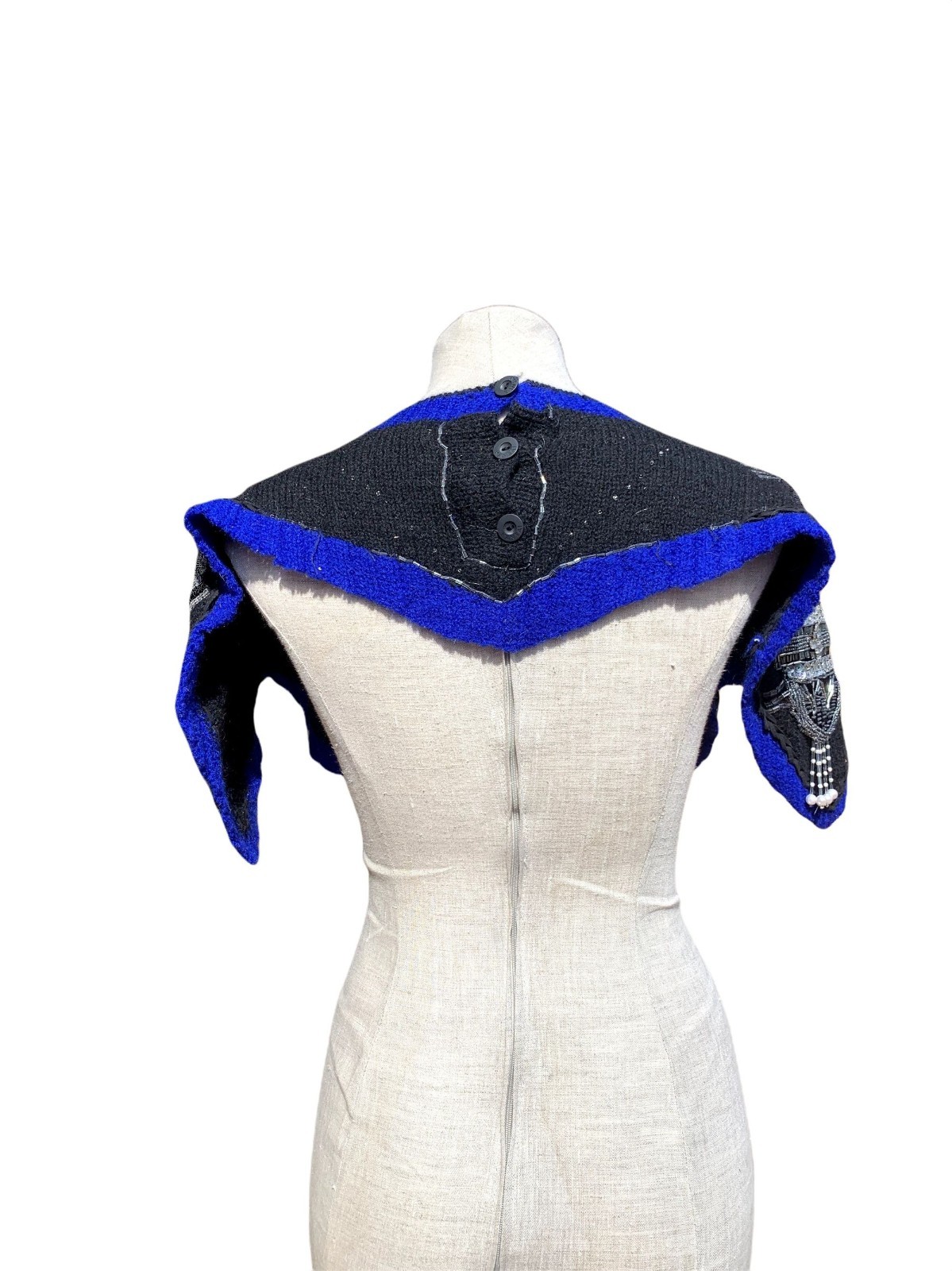 Kansai O2 Vintage Kansai Yamamoto Beaded Cape Dickie Black Blue