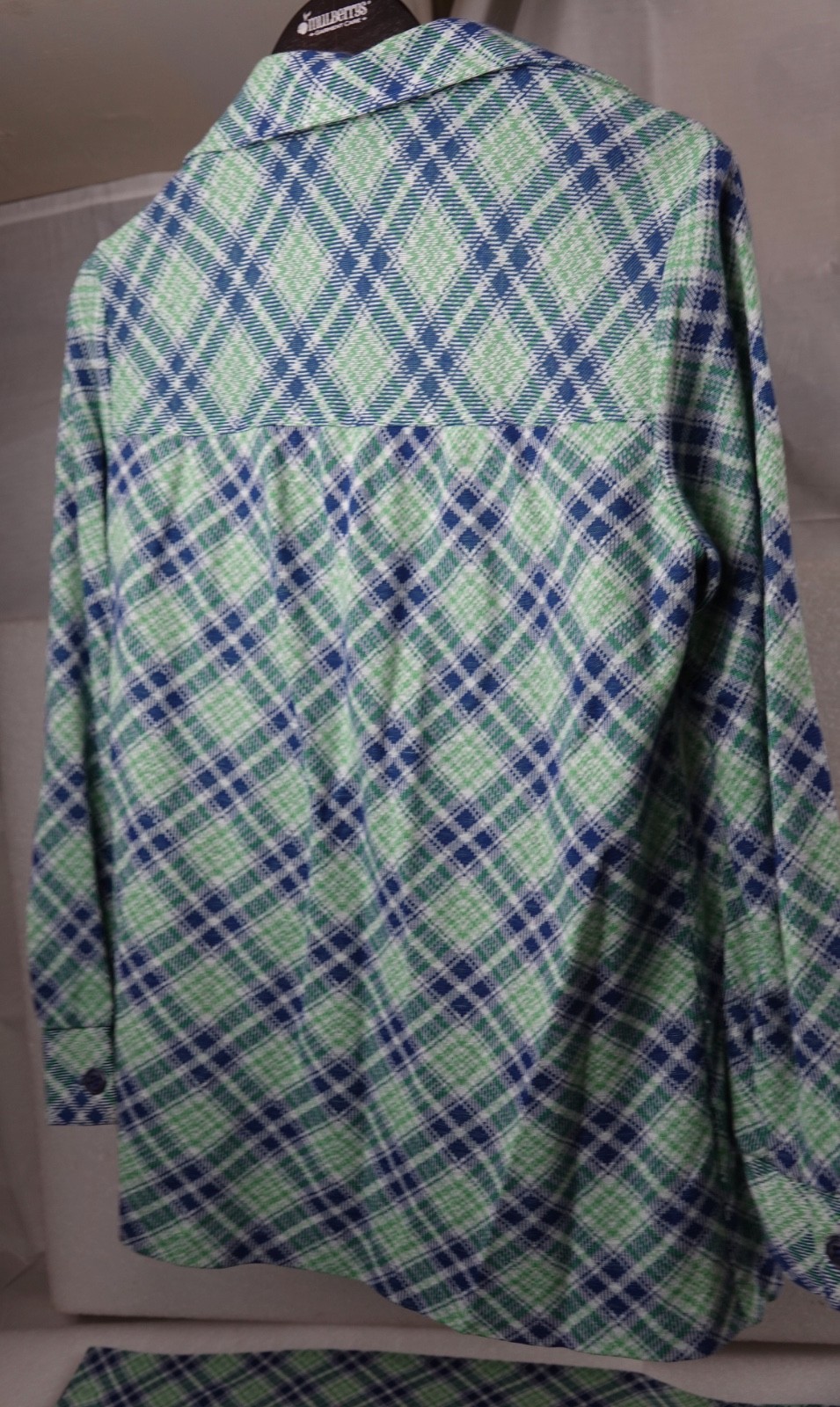 WOMANS VINTAGE 3 PIECE COS COB GREEN & BLUE PLAID ACRYLIC USA SIZE 11/12