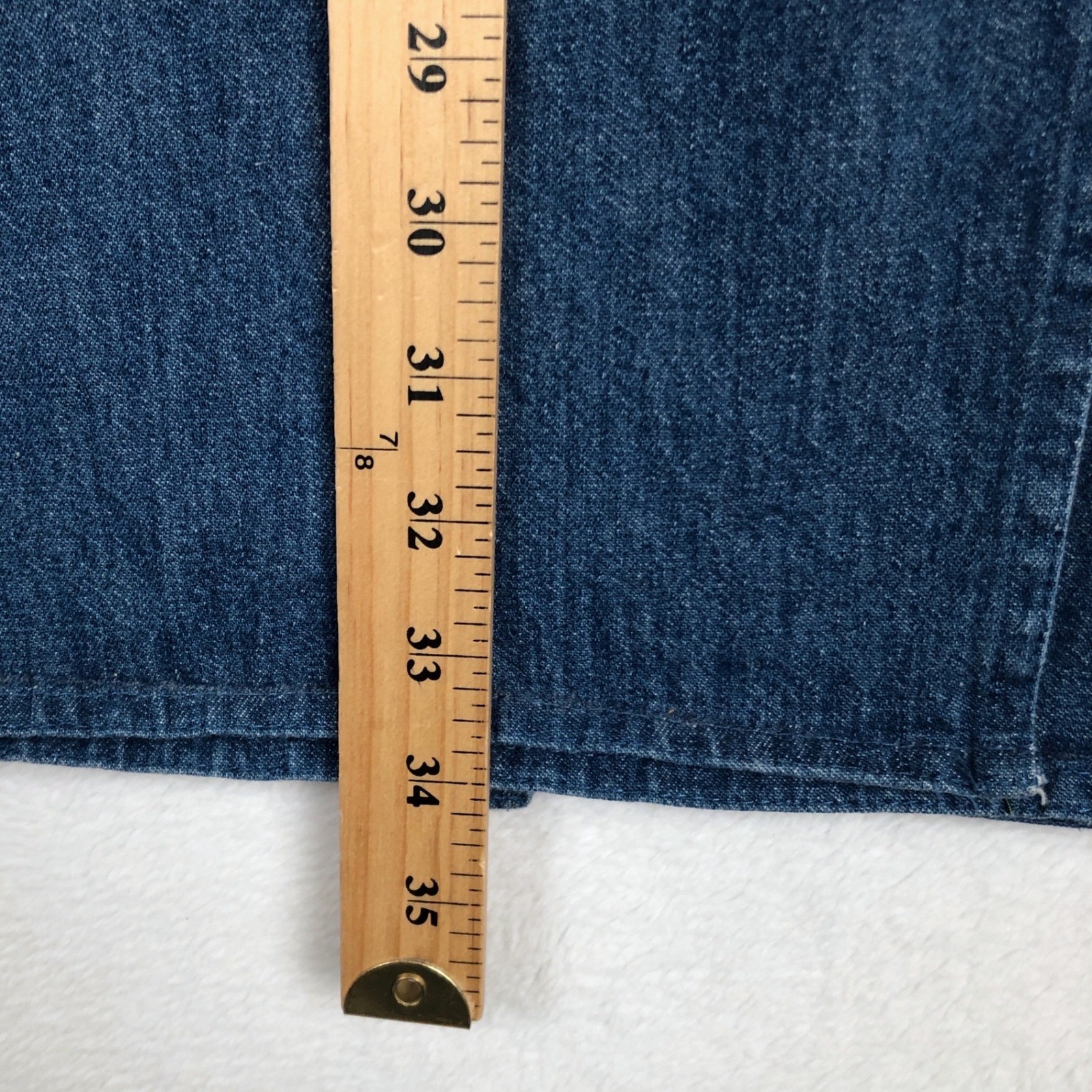 VTG Bushwacker USA Denim Wrap Midi Skirt Sz 14 Medium Wash Blue Jean Western