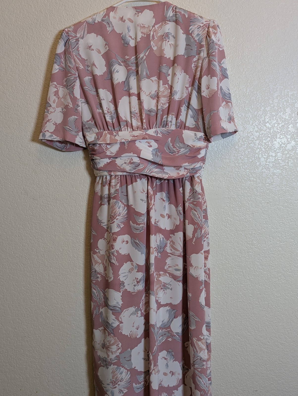 Vintage 70s/80s/90s Midi Dress Cottagecore, Garden Party Size 6 Pink Floral Wrap
