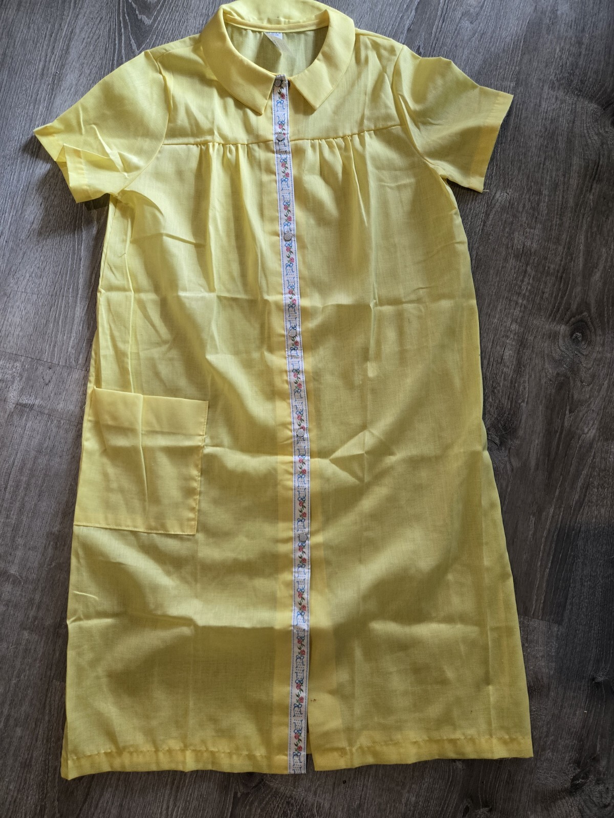 Vintage Sears Koffee Kasual Housecoat Bright Yellow Size Medium 12/14 USA Made