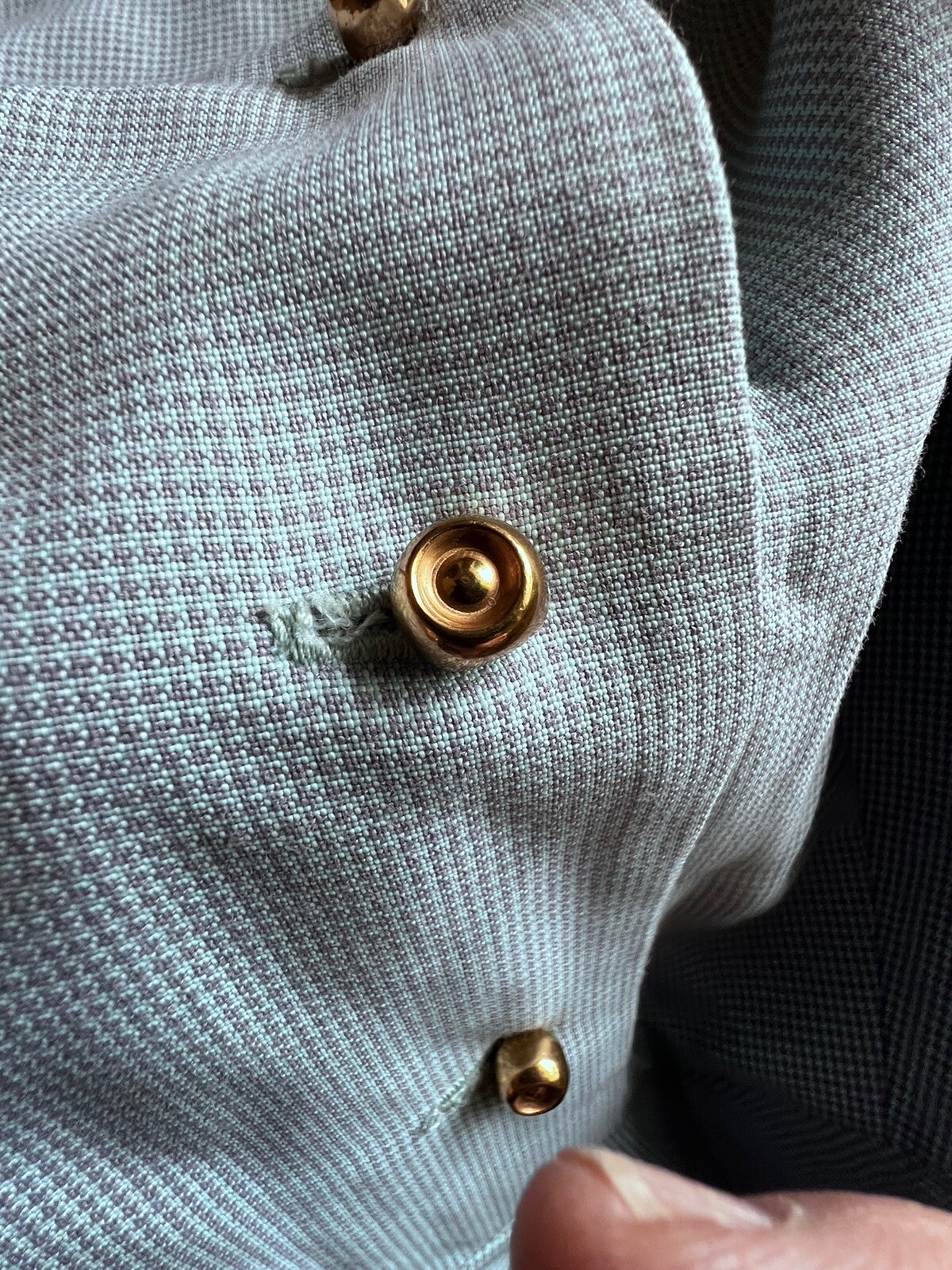 Vintage 50’s 60’s Stewardess Dress. Blue/ Gray Tiny Check. ( See Measurements).