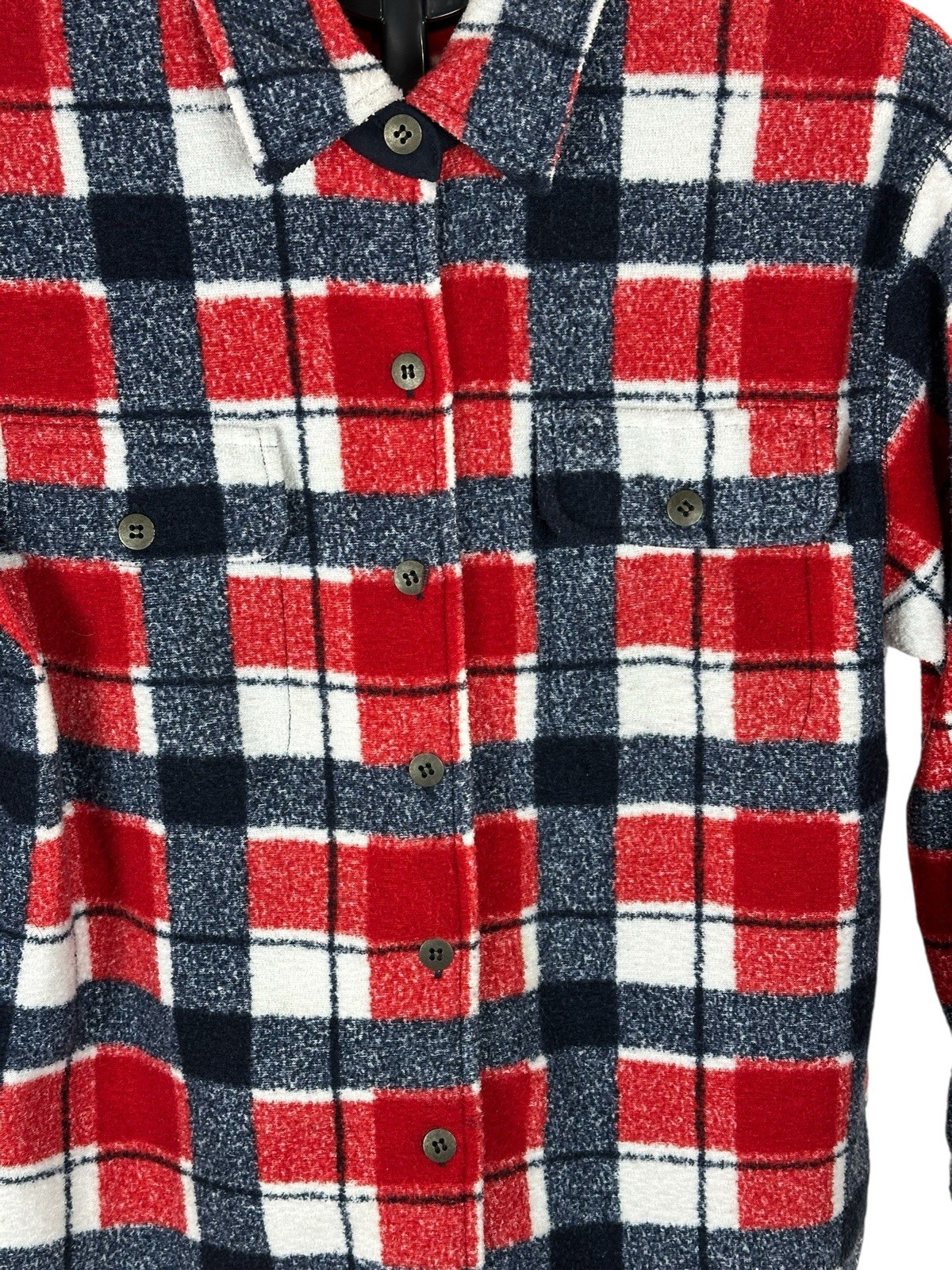 Vintage Blast Red Plaid Fleece Shacket – Americana / Cozy Cabin women’s szS