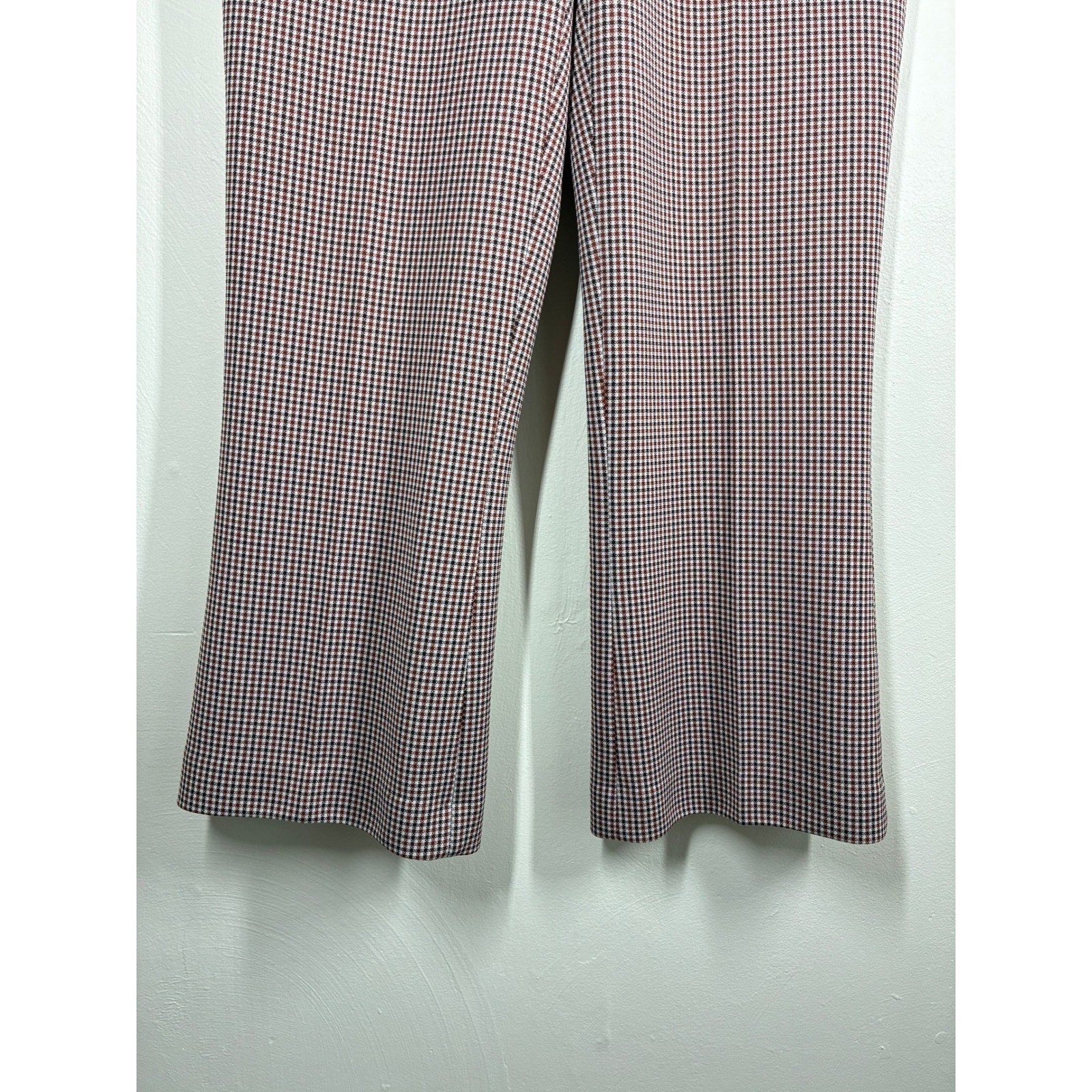 Vintage 70s Brown Plaid Bell Bottoms 31.5 x 28.75 Flare Leg Trousers Mod Groovy
