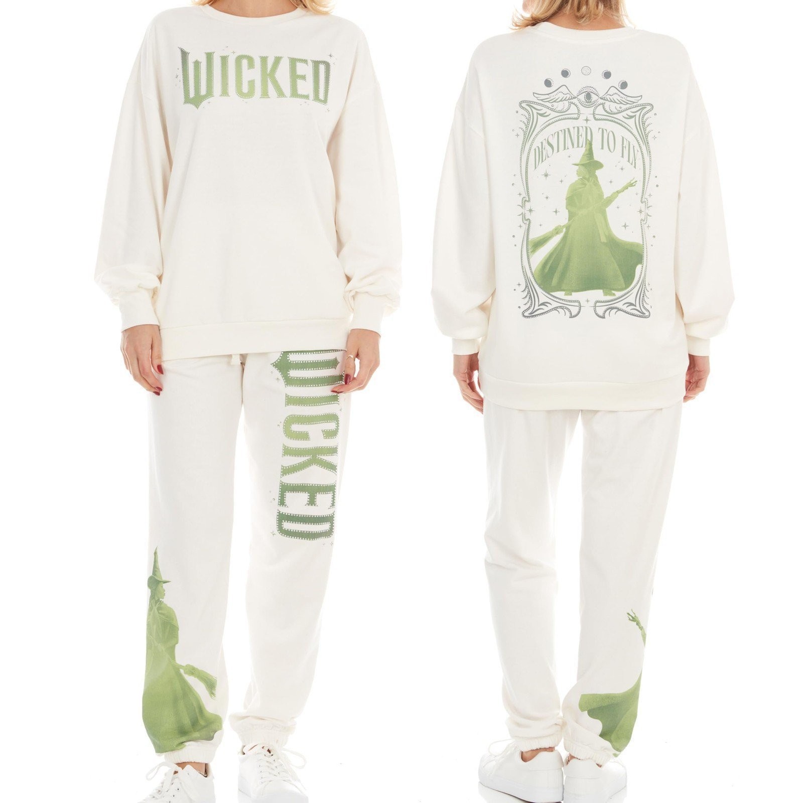 Wicked Women’s, Ladies & Juniors Off-white 2-piece Crewneck & Jogger Set