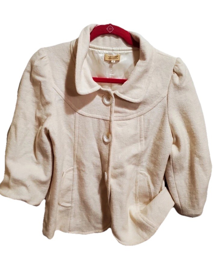 Vintage Ivory Jacket Piko 1988 Wool Poly Blend Medium