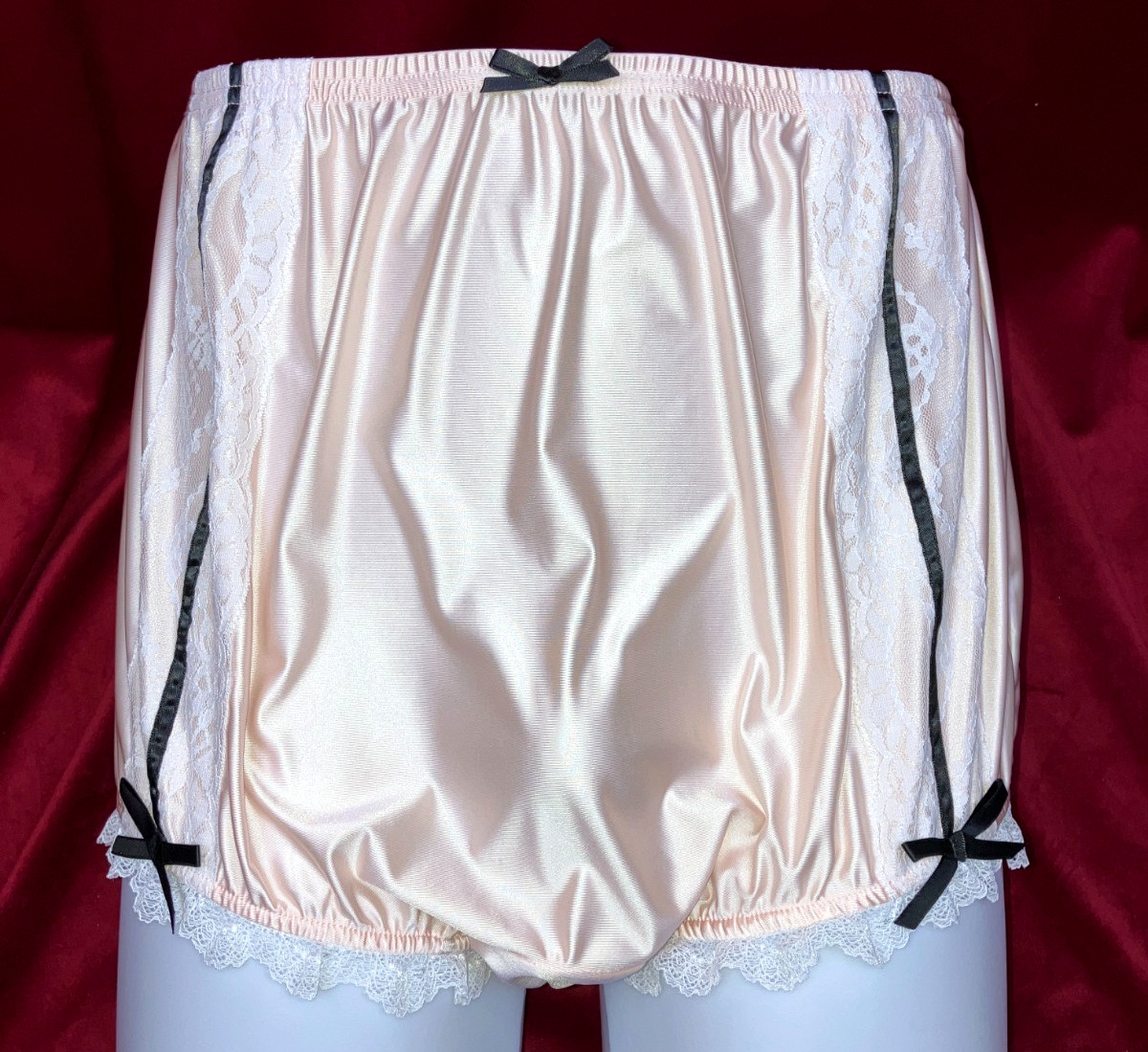 NIP 1X 2X Can-Can Granny Panty Silky Nylon Satin Lace Brief Sissy Vintage styl